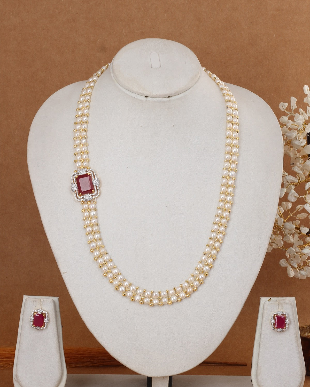 Real Authentic Natural Fresh Water Exclusive Button Pearl Set With Certificate For Women(D.No ADPRLS3037)