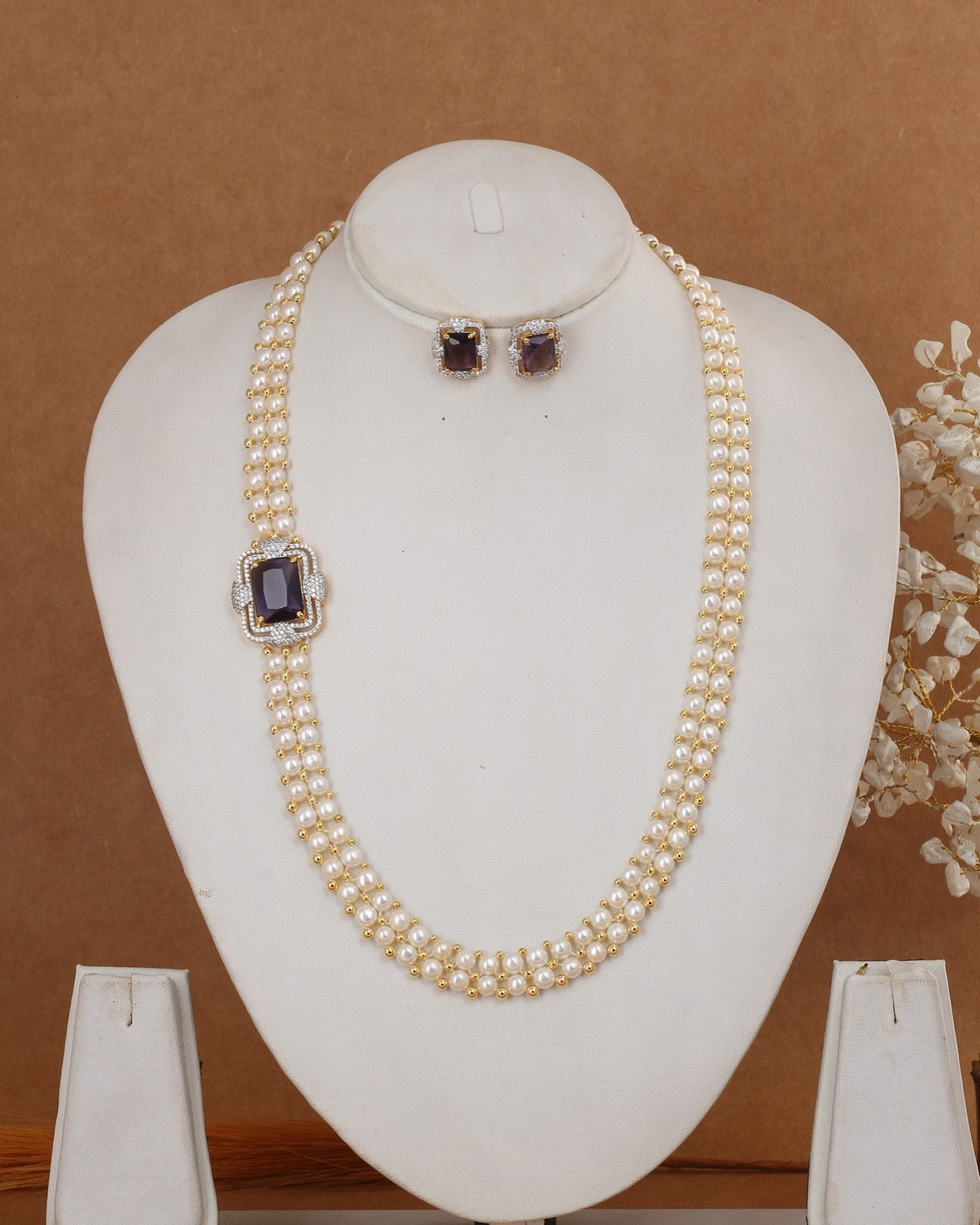 Real Authentic Natural Fresh Water Exclusive Button Pearl Set With Certificate For Women(D.No ADPRLS3038)