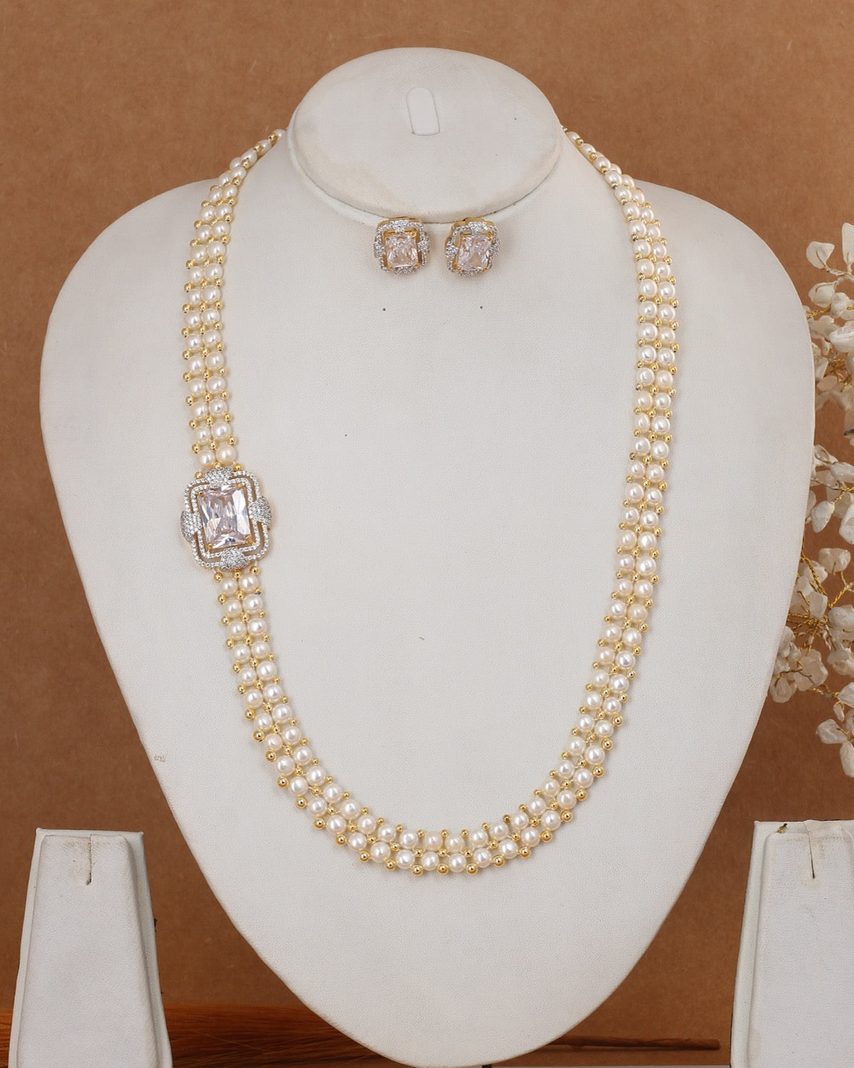 Real Authentic Natural Fresh Water Exclusive Button Pearl Set With Certificate For Women(D.No ADPRLS3039)