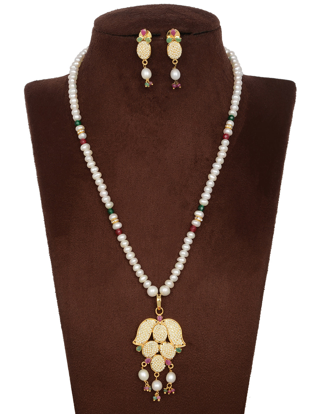 Natural Fresh Water Real Single String Pearl Set With Certificate(D.No ADPRLS304)
