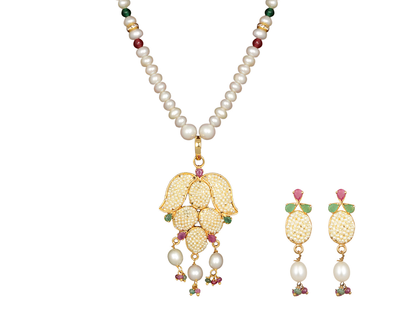 Natural Fresh Water Real Single String Pearl Set With Certificate(D.No ADPRLS304)