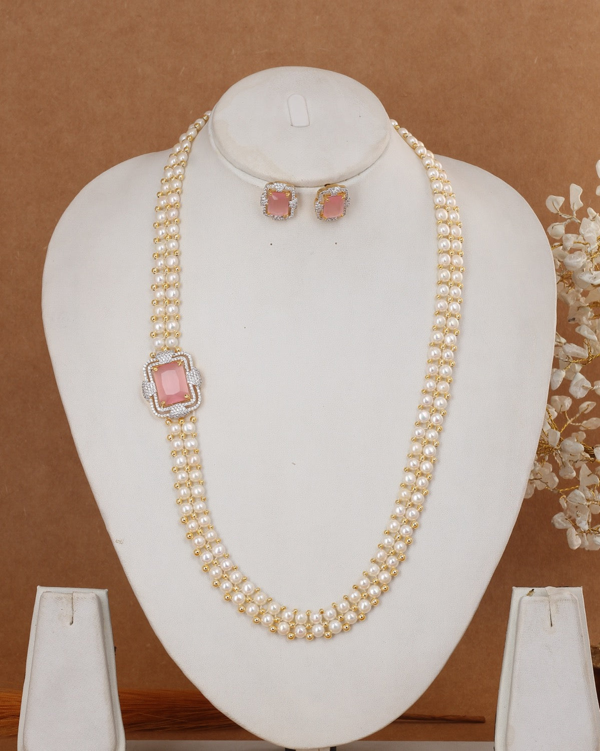 Real Authentic Natural Fresh Water Exclusive Button Pearl Set With Certificate For Women(D.No ADPRLS3041)