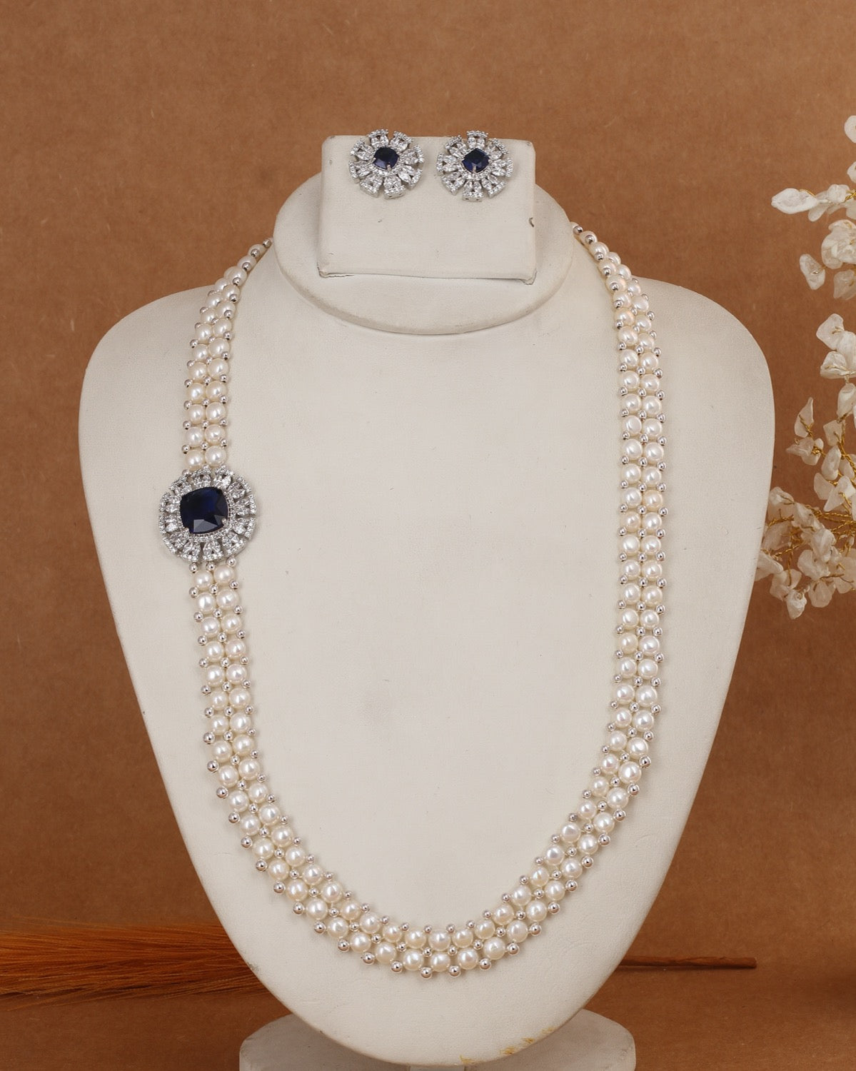 Real Authentic Natural Fresh Water Exclusive Button Pearl Set With Certificate For Women(D.No ADPRLS3042)