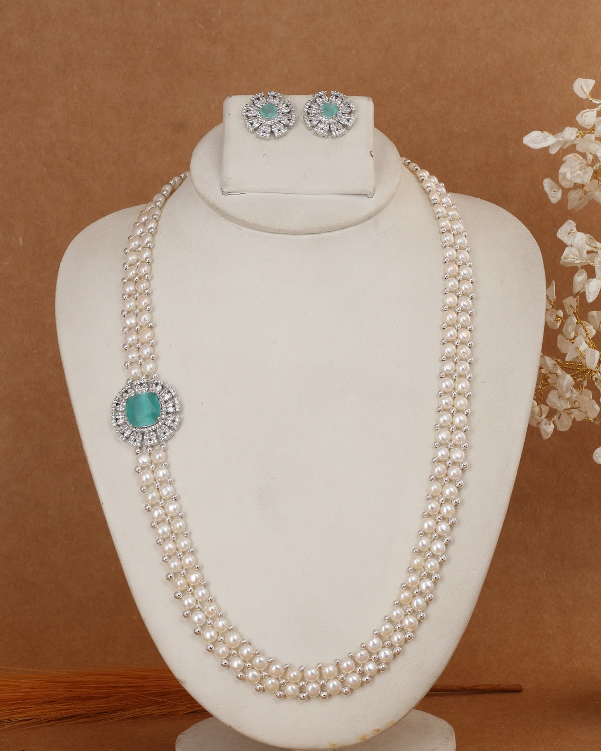 Real Authentic Natural Fresh Water Exclusive Button Pearl Set With Certificate For Women(D.No ADPRLS3043)