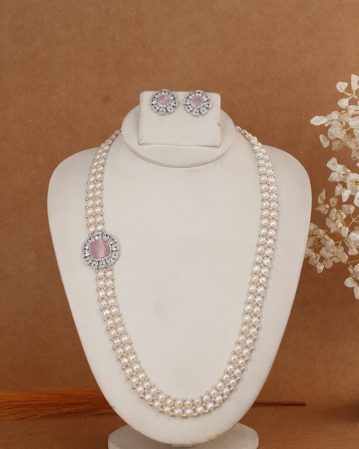 Real Authentic Natural Fresh Water Exclusive Button Pearl Set With Certificate For Women(D.No ADPRLS3044)