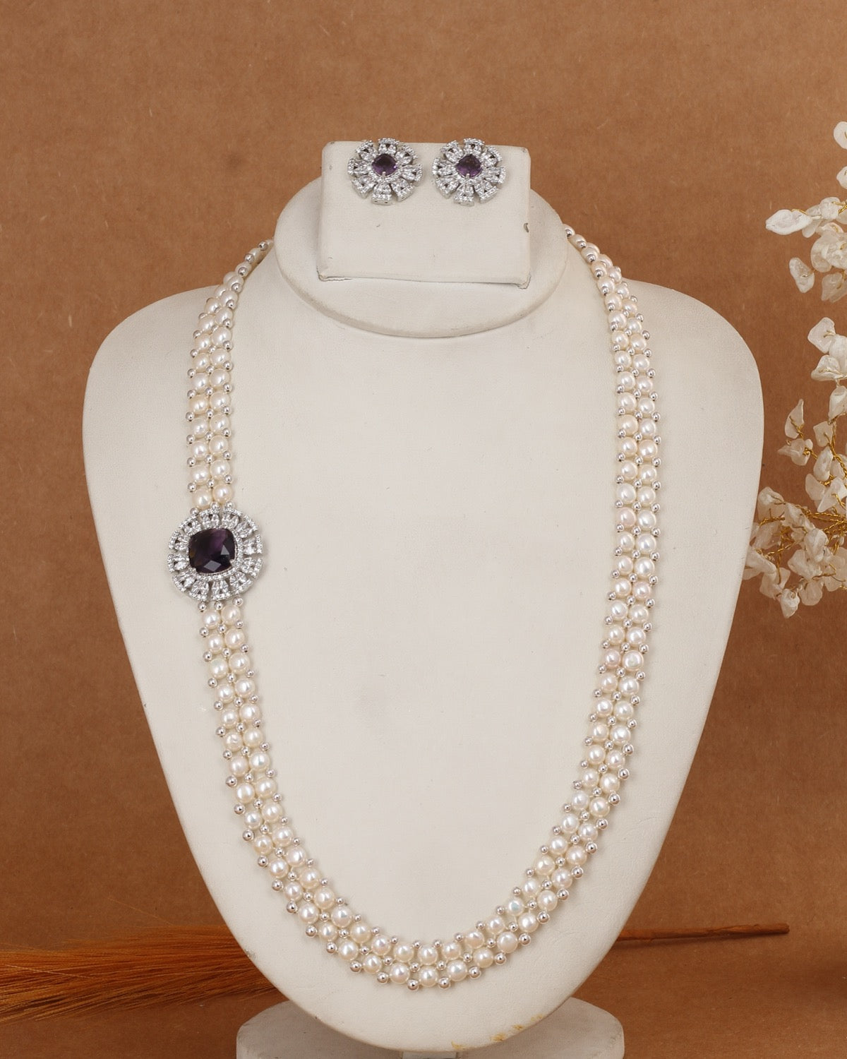 Real Authentic Natural Fresh Water Exclusive Button Pearl Set With Certificate For Women(D.No ADPRLS3046)