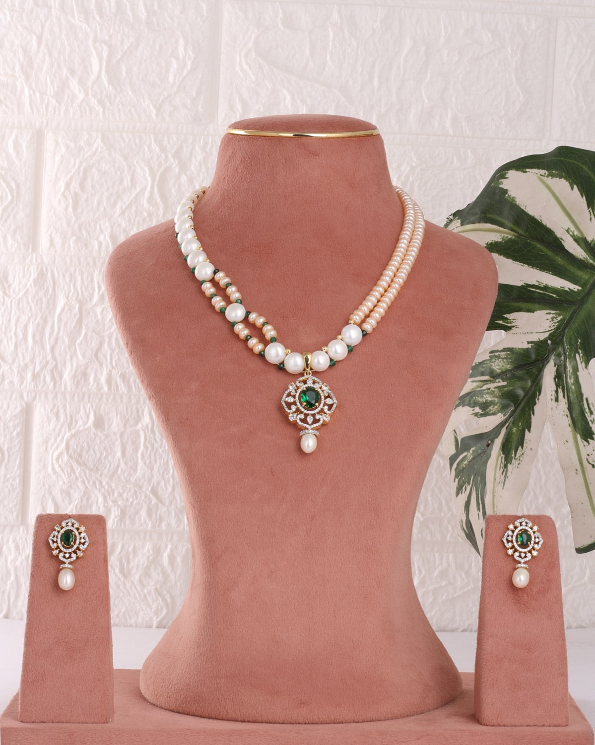 Authentic Real Natural Freshwater Button Pearl Necklace Set For Women With Certificate(D.No ADPRLS3056)