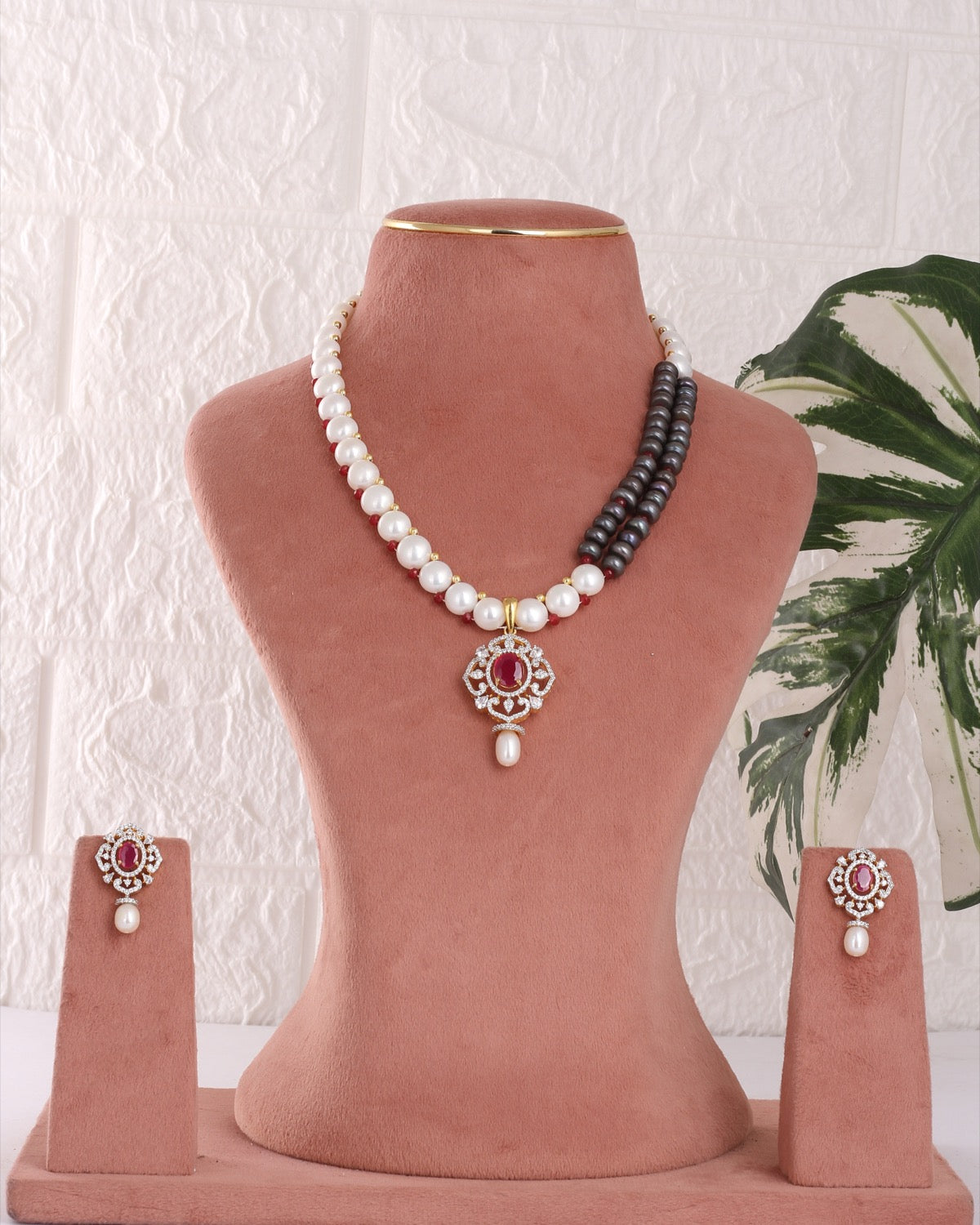 Authentic Real Natural Freshwater Button Pearl Necklace Set For Women With Certificate(D.No ADPRLS3058)