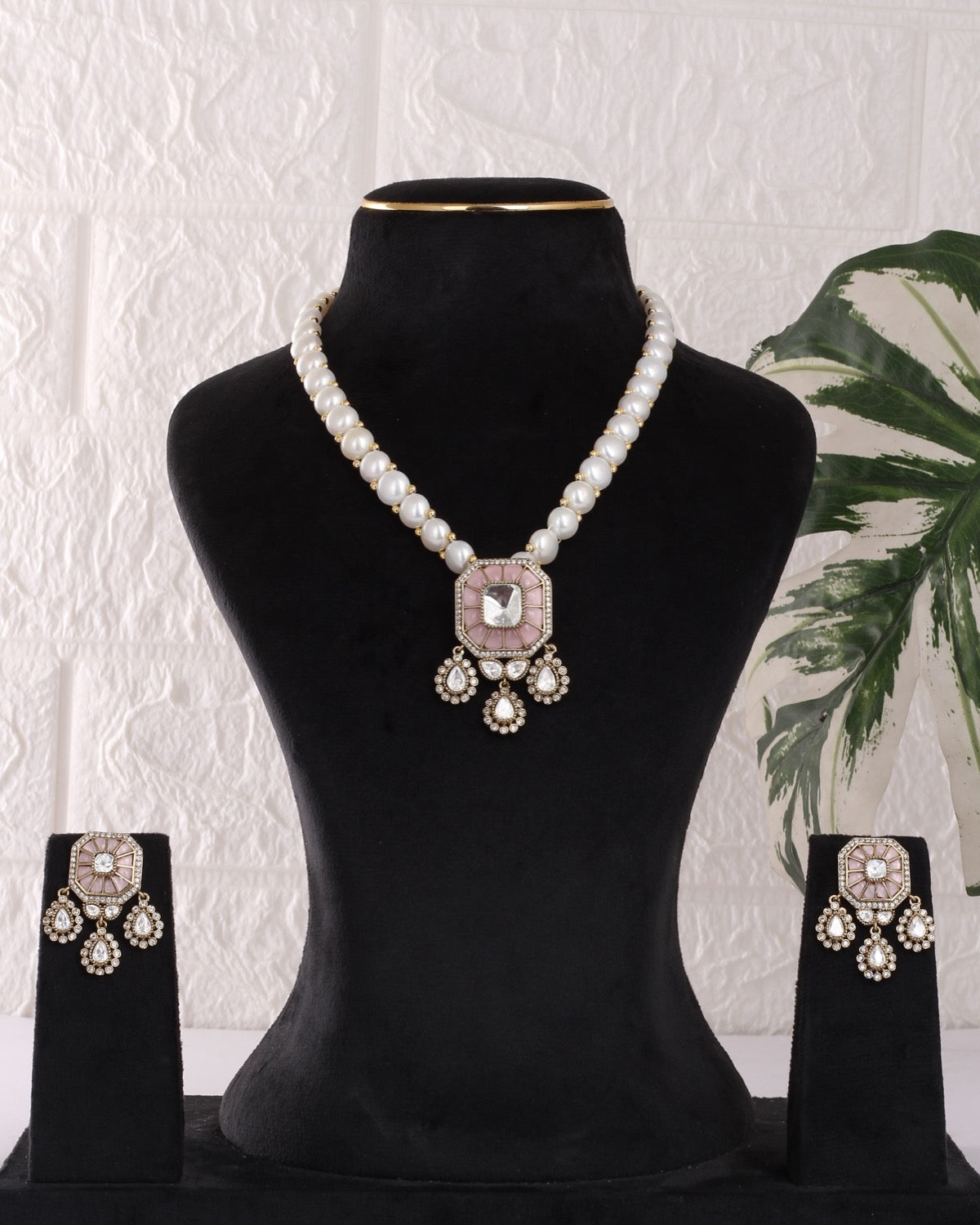 Authentic Real Natural Freshwater Button Pearl Necklace Set For Women With Certificate(D.No ADPRLS3060)