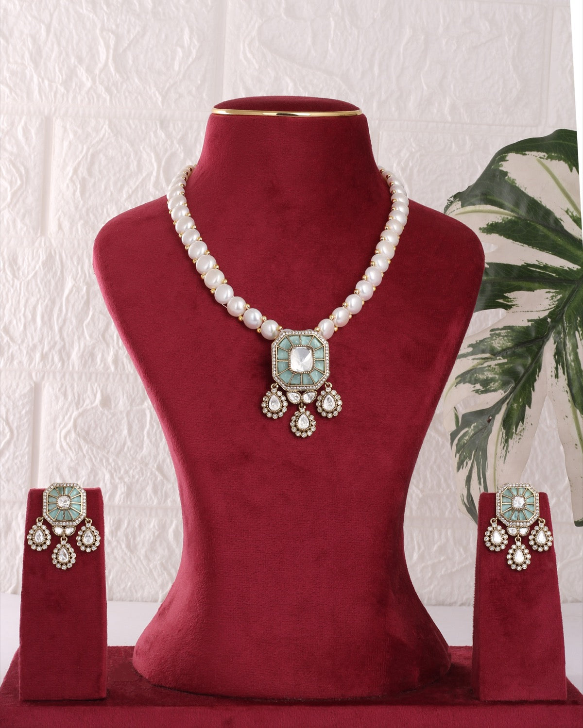 Authentic Real Natural Freshwater Button Pearl Necklace Set For Women With Certificate(D.No ADPRLS3062)