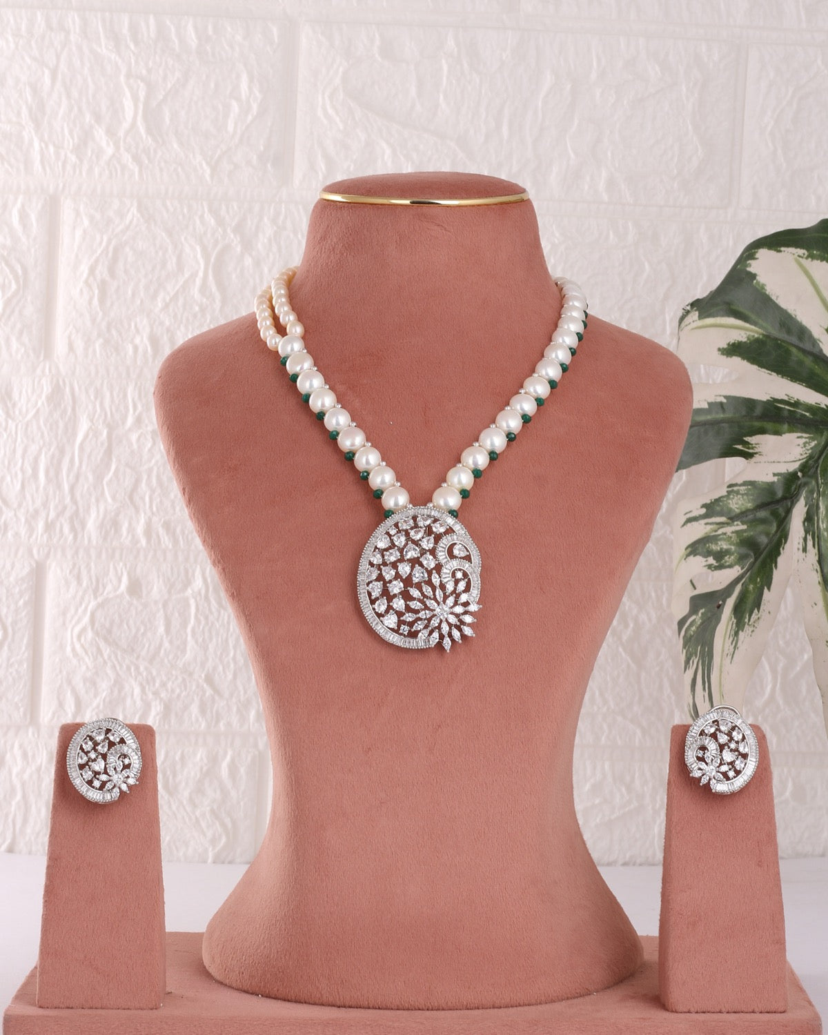 Authentic Real Natural Freshwater Button Pearl Necklace Set For Women With Certificate(D.No ADPRLS3065)