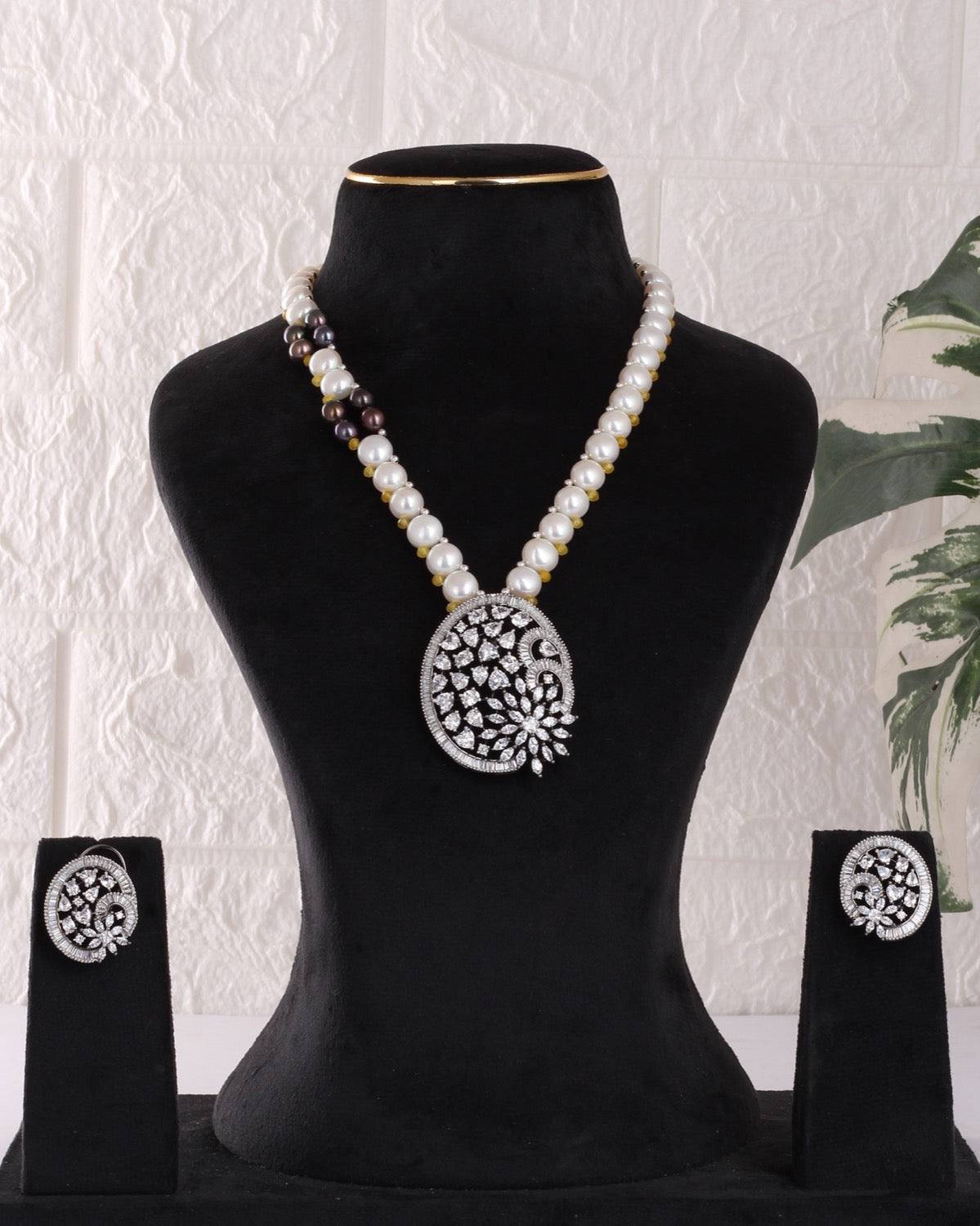 Authentic Real Natural Freshwater Button Pearl Necklace Set For Women With Certificate(D.No ADPRLS3066)