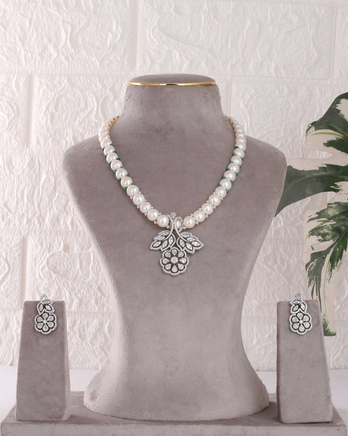 Authentic Real Natural Freshwater Button Pearl Necklace Set For Women With Certificate(D.No ADPRLS3067)