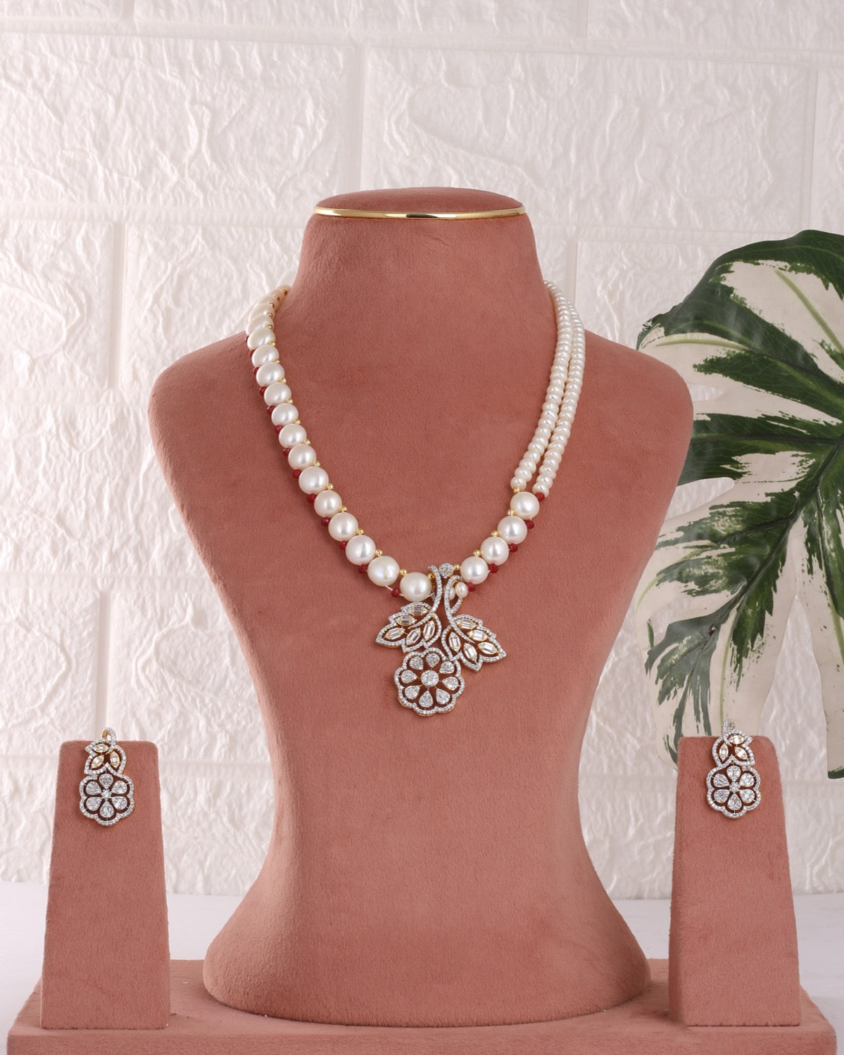 Authentic Real Natural Freshwater Button Pearl Necklace Set For Women With Certificate(D.No ADPRLS3068)
