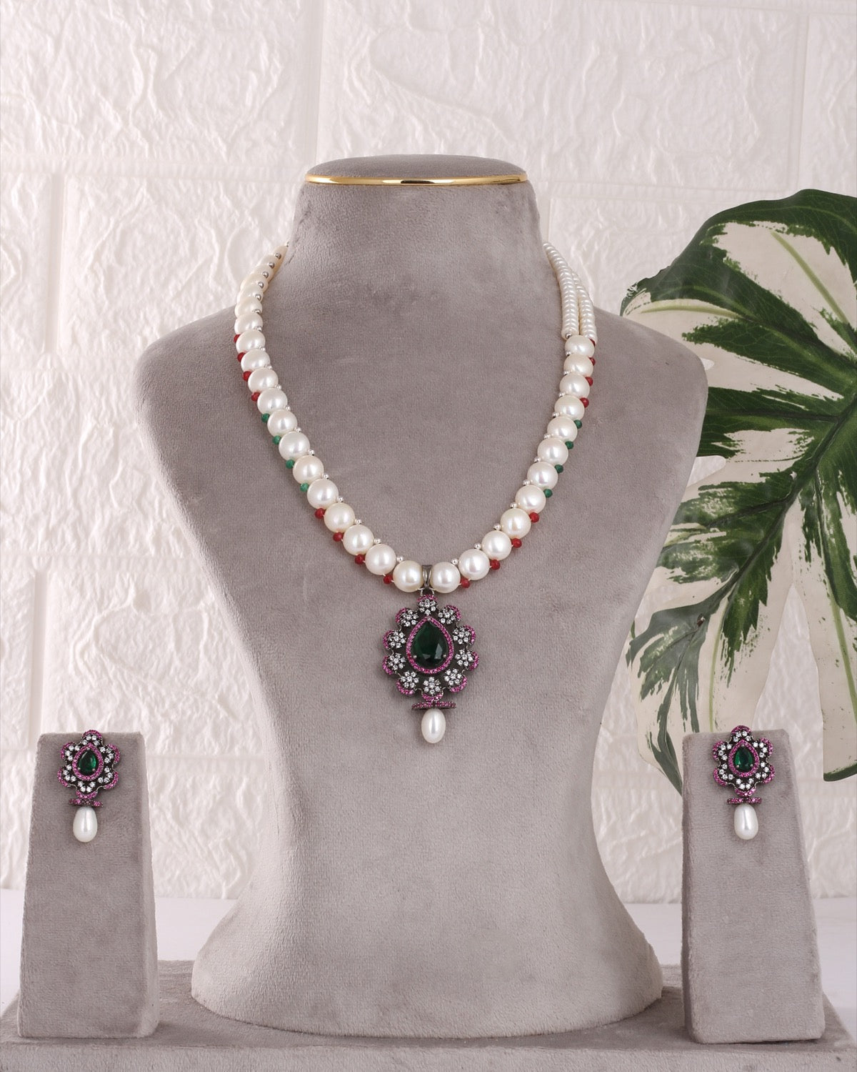 Authentic Real Natural Freshwater Button Pearl Necklace Set For Women With Certificate(D.No ADPRLS3069)