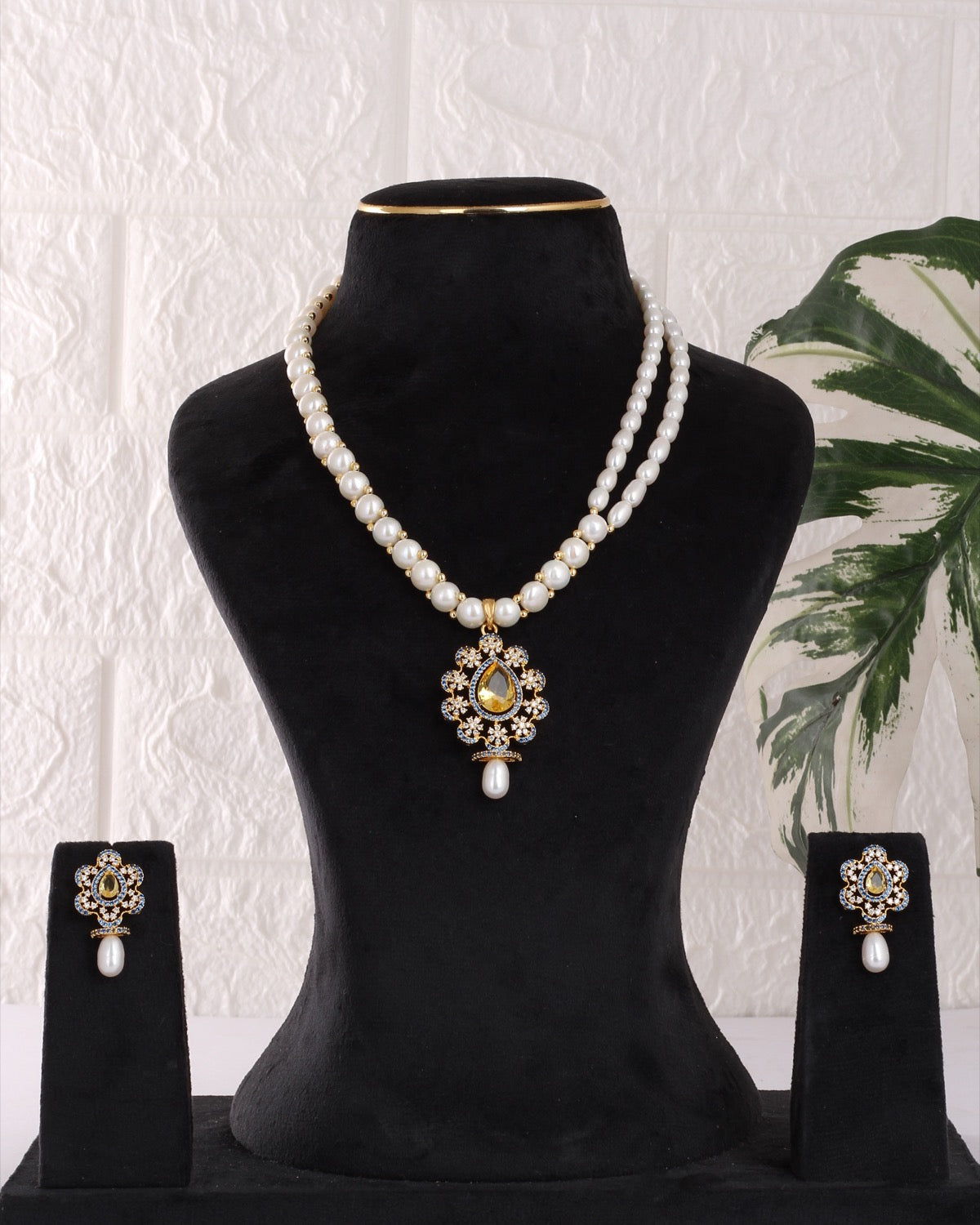 Authentic Real Natural Freshwater Button Pearl Necklace Set For Women With Certificate(D.No ADPRLS3070)