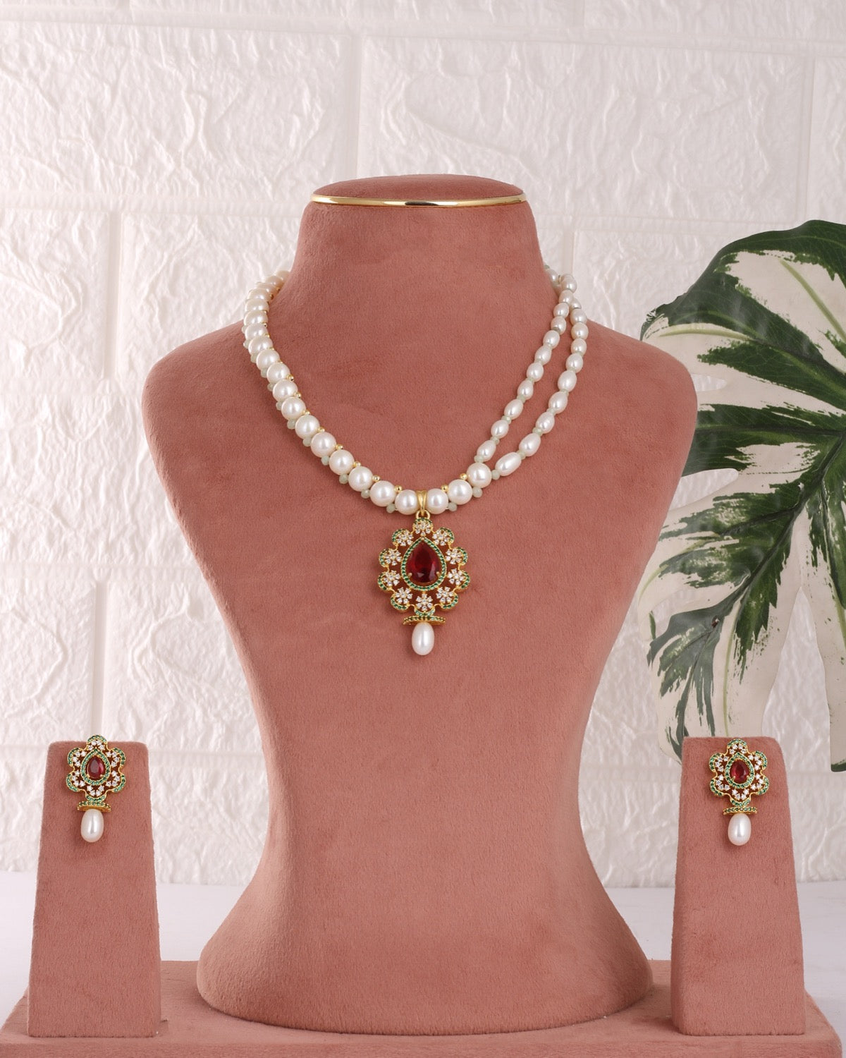 Authentic Real Natural Freshwater Button Pearl Necklace Set For Women With Certificate(D.No ADPRLS3071)