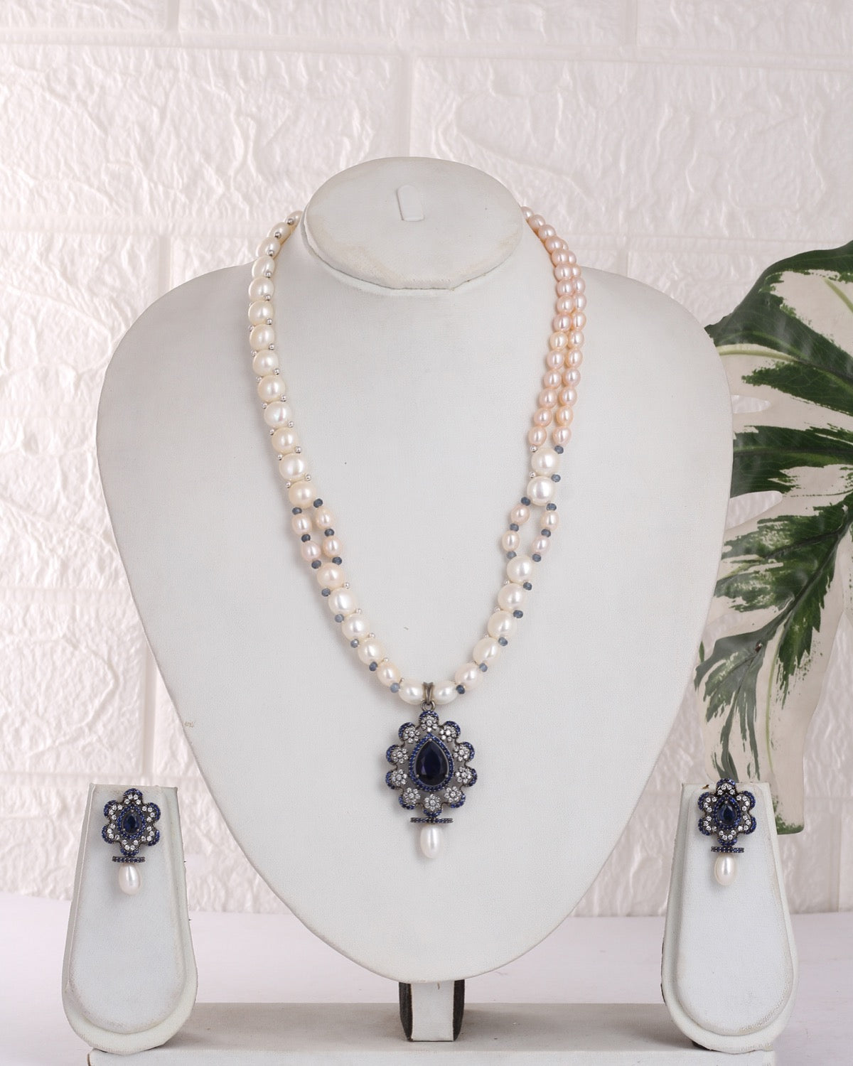 Authentic Real Natural Freshwater Button Pearl Necklace Set For Women With Certificate(D.No ADPRLS3073)