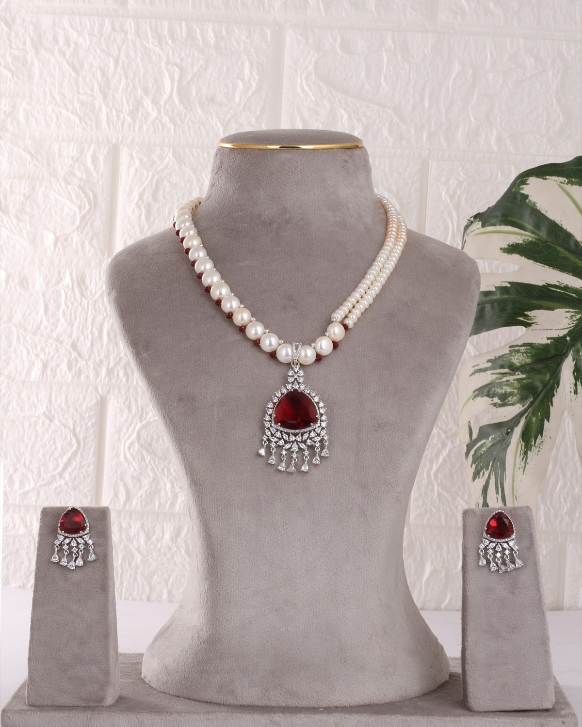 Authentic Real Natural Freshwater Button Pearl Necklace Set For Women With Certificate(D.No ADPRLS3075)