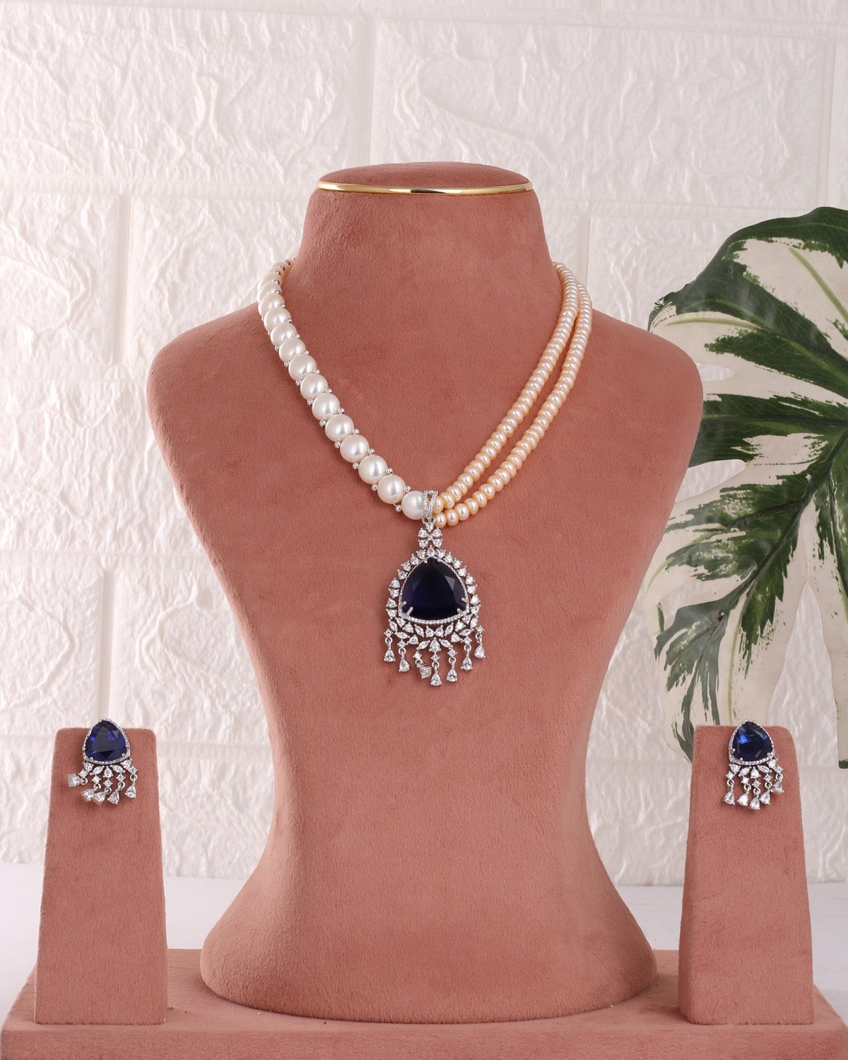 Authentic Real Natural Freshwater Button Pearl Necklace Set For Women With Certificate(D.No ADPRLS3076)