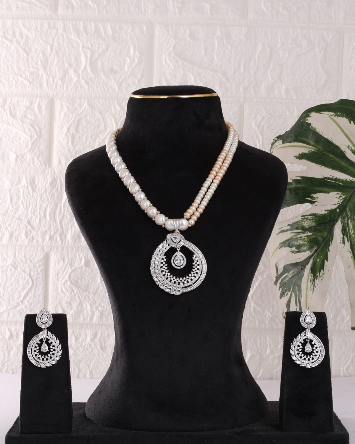 Authentic Real Natural Freshwater Button Pearl Necklace Set For Women With Certificate(D.No ADPRLS3077)