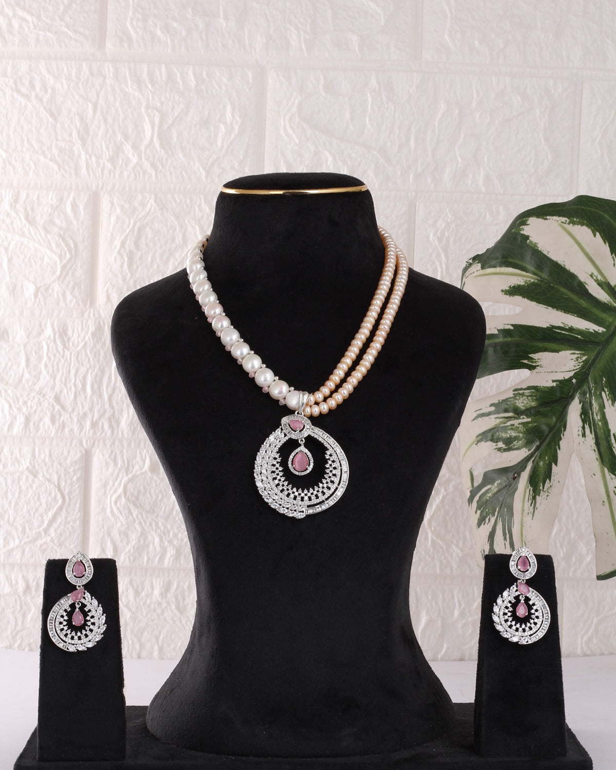 Authentic Real Natural Freshwater Button Pearl Necklace Set For Women With Certificate(D.No ADPRLS3079)