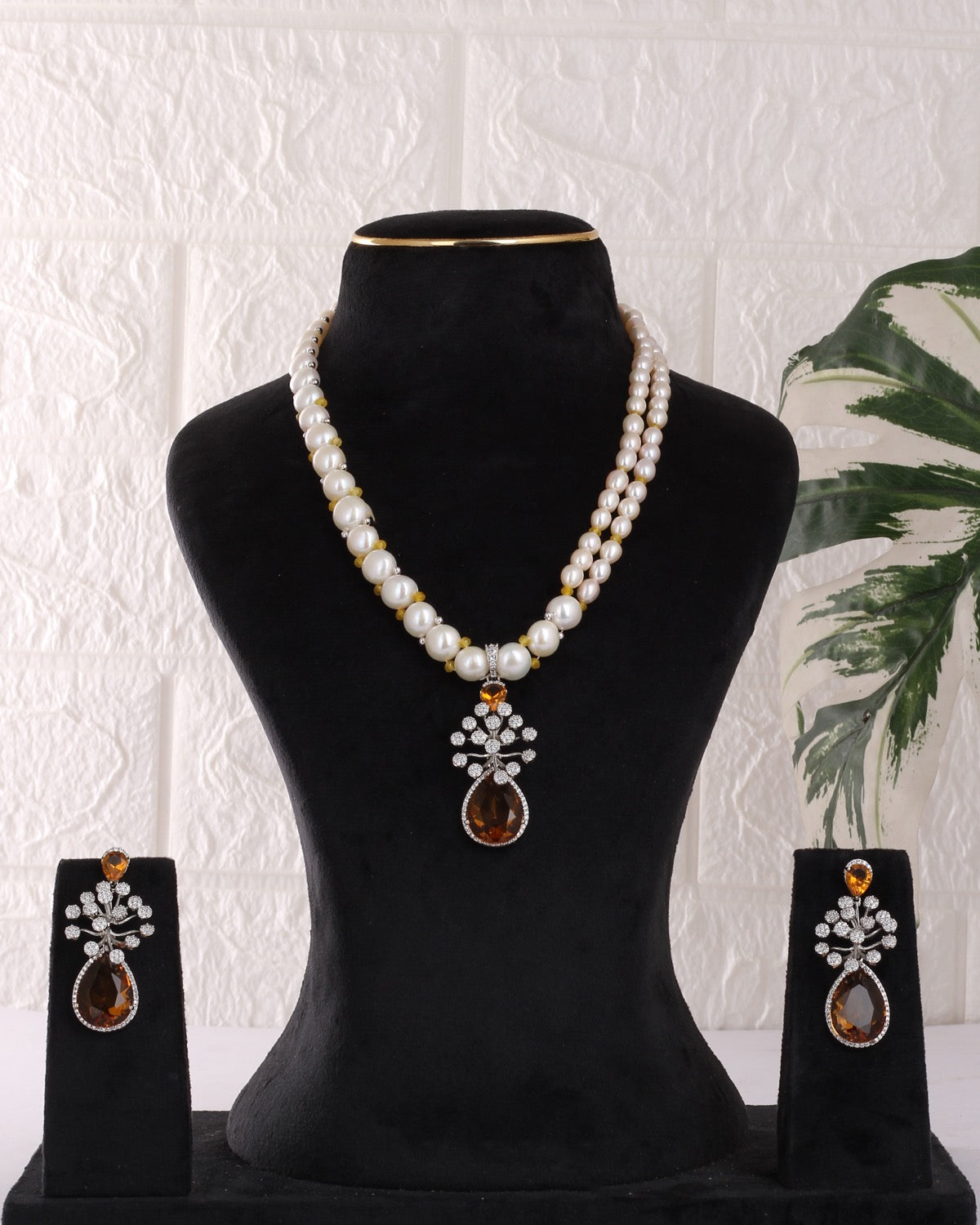 Authentic Real Natural Freshwater Button Pearl Necklace Set For Women With Certificate(D.No ADPRLS3081)