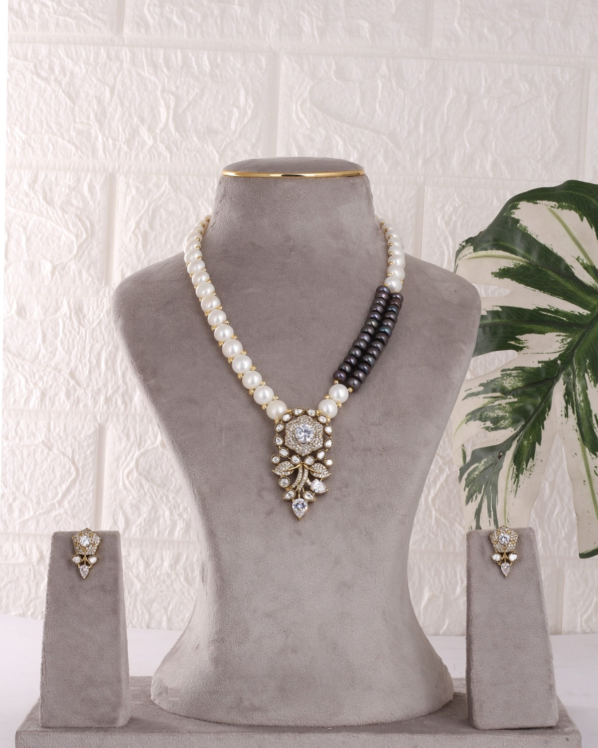 Authentic Real Natural Freshwater Button Pearl Necklace Set For Women With Certificate(D.No ADPRLS3082)