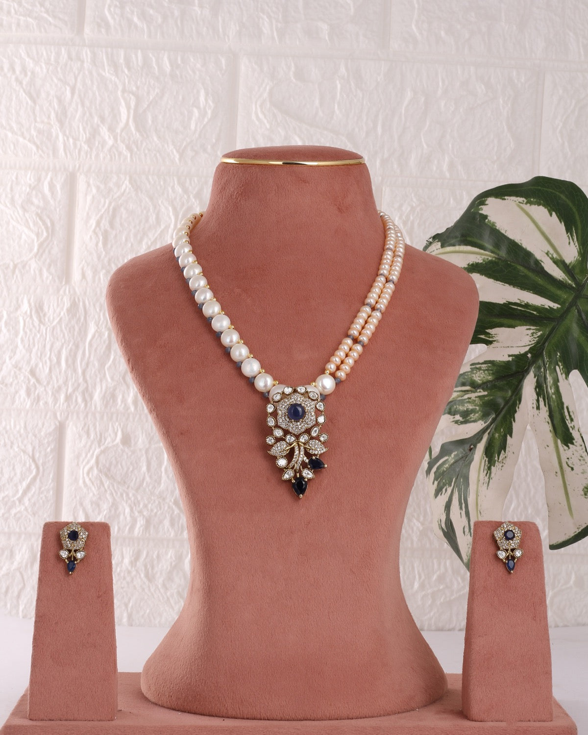 Authentic Real Natural Freshwater Button Pearl Necklace Set For Women With Certificate(D.No ADPRLS3083)