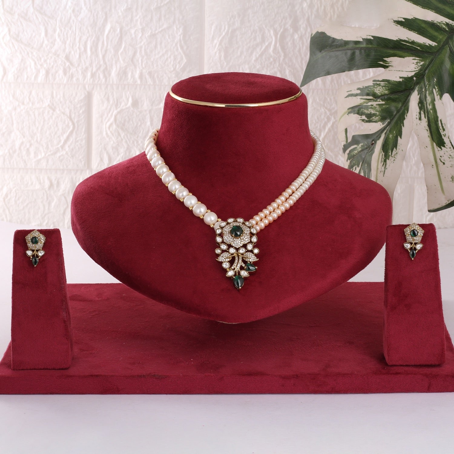 Authentic Real Natural Freshwater Button Pearl Necklace Set For Women With Certificate(D.No ADPRLS3085)