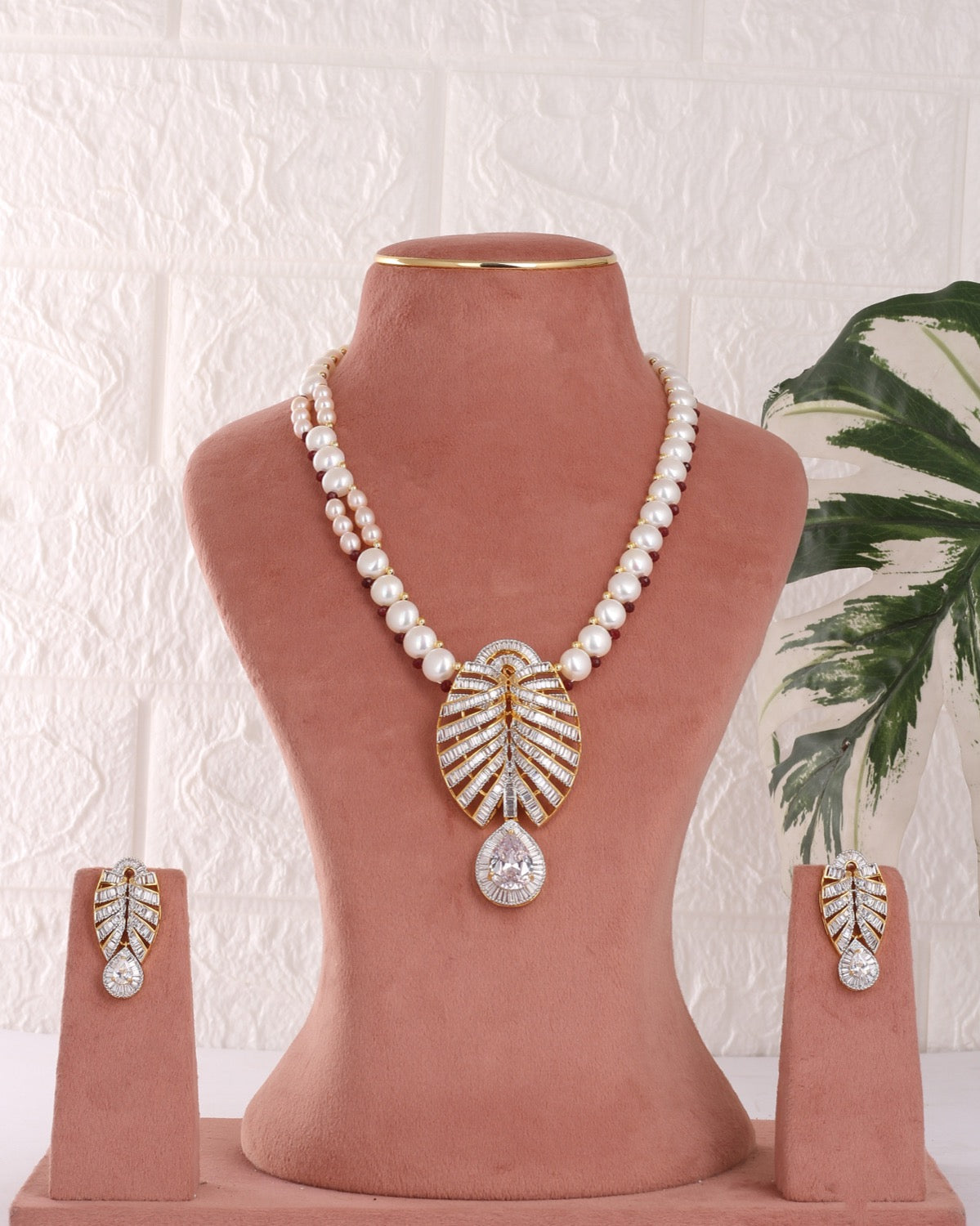 Authentic Real Natural Freshwater Button Pearl Necklace Set For Women With Certificate(D.No ADPRLS3086)