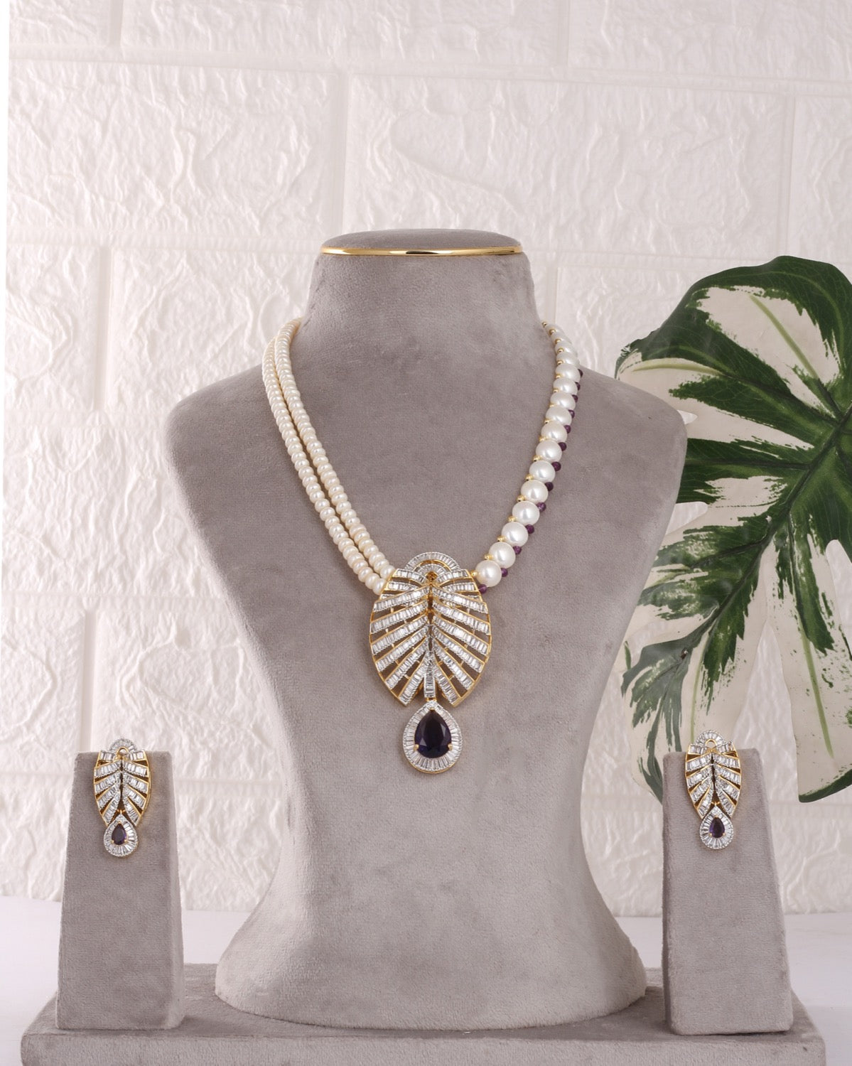 Authentic Real Natural Freshwater Button Pearl Necklace Set For Women With Certificate(D.No ADPRLS3088)