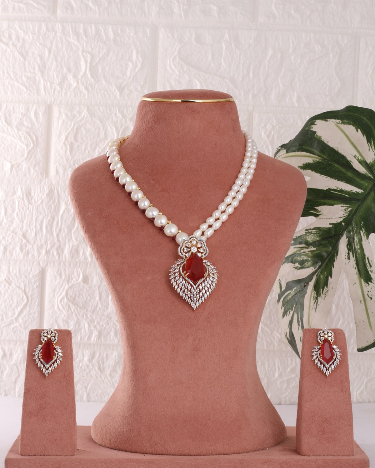 Authentic Real Natural Freshwater Button Pearl Necklace Set For Women With Certificate(D.No ADPRLS3089)