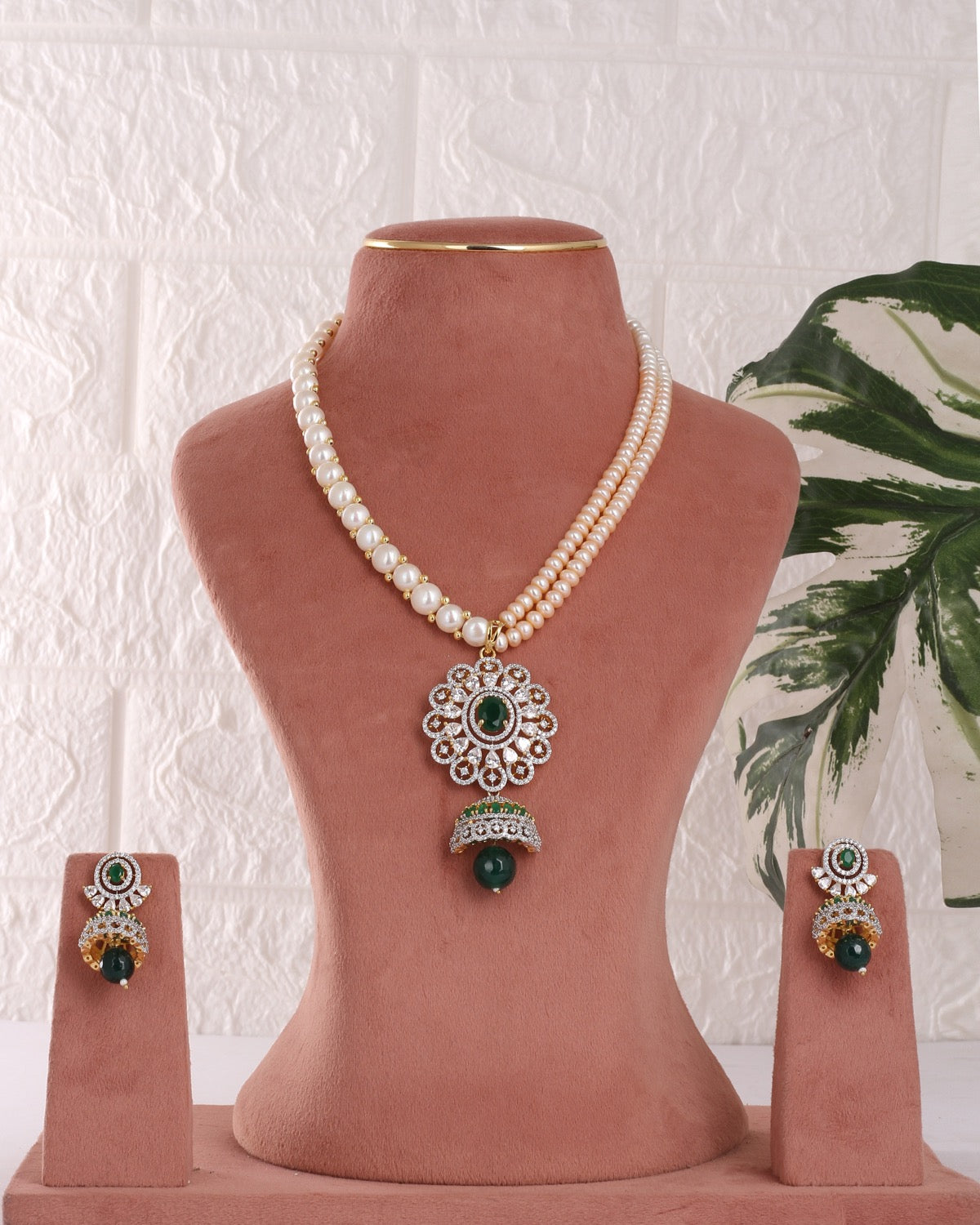 Authentic Real Natural Freshwater Button Pearl Necklace Set For Women With Certificate(D.No ADPRLS3092)