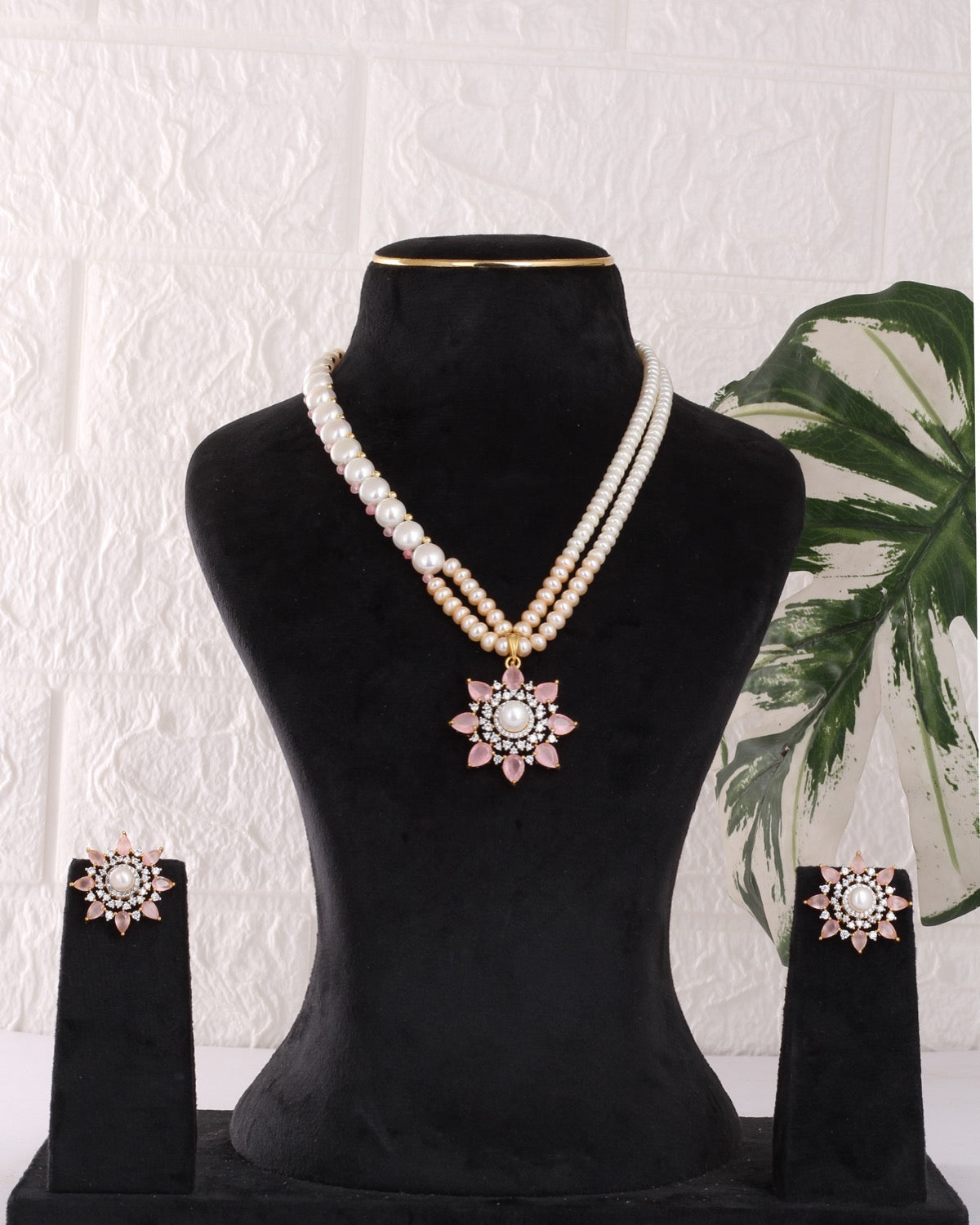 Authentic Real Natural Freshwater Button Pearl Necklace Set For Women With Certificate(D.No ADPRLS3094)