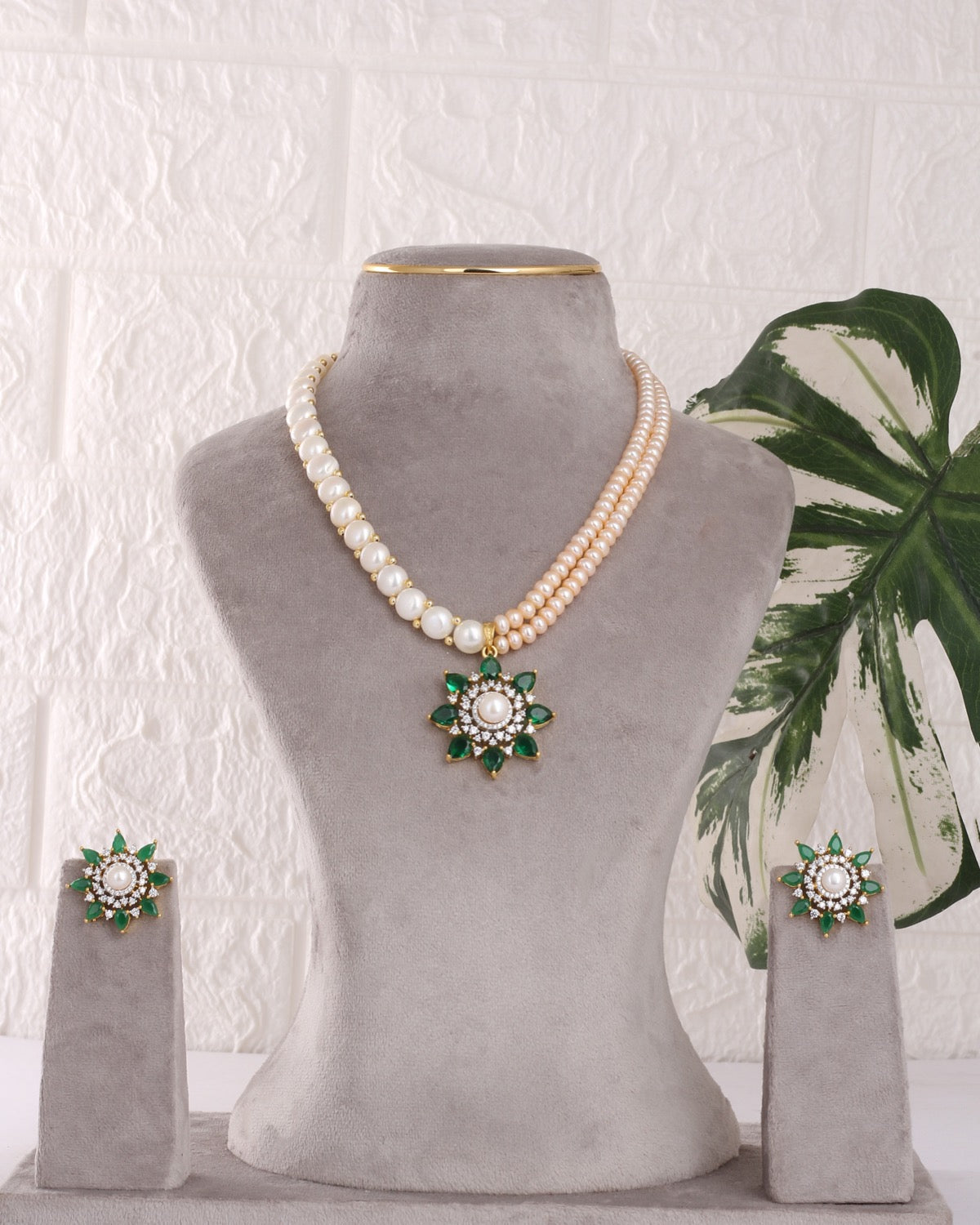 Authentic Real Natural Freshwater Button Pearl Necklace Set For Women With Certificate(D.No ADPRLS3095)