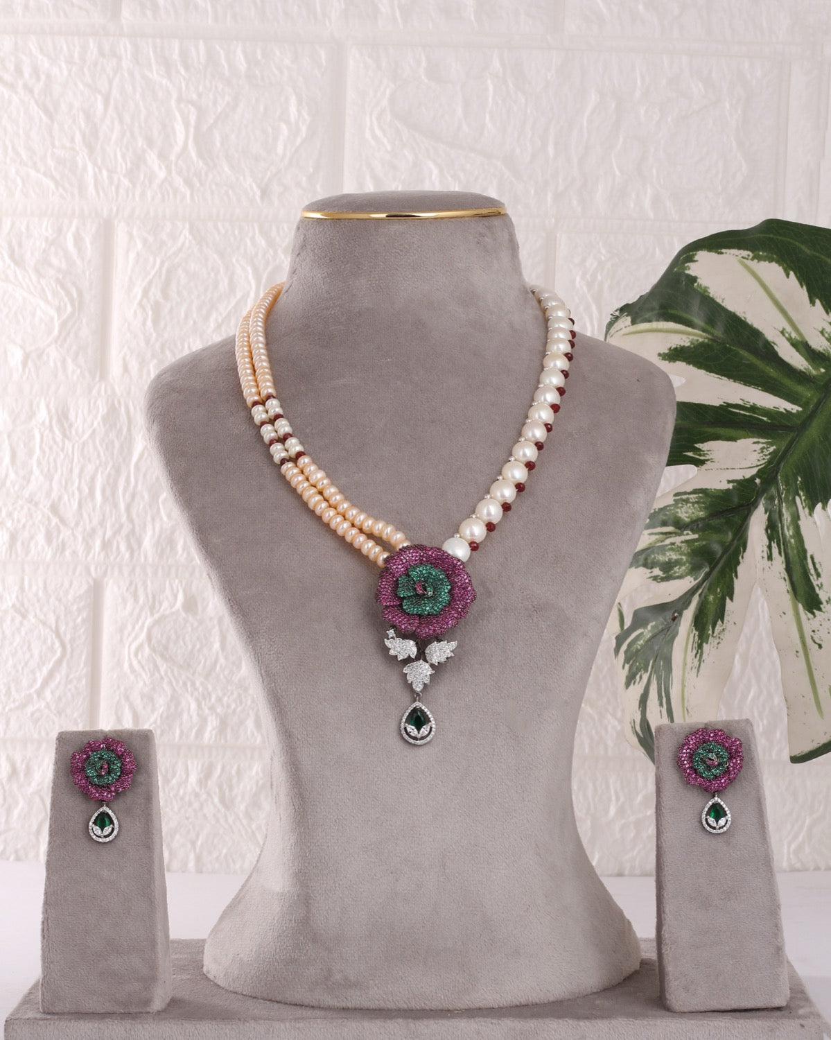 Authentic Real Natural Freshwater Button Pearl Necklace Set For Women With Certificate(D.No ADPRLS3101)