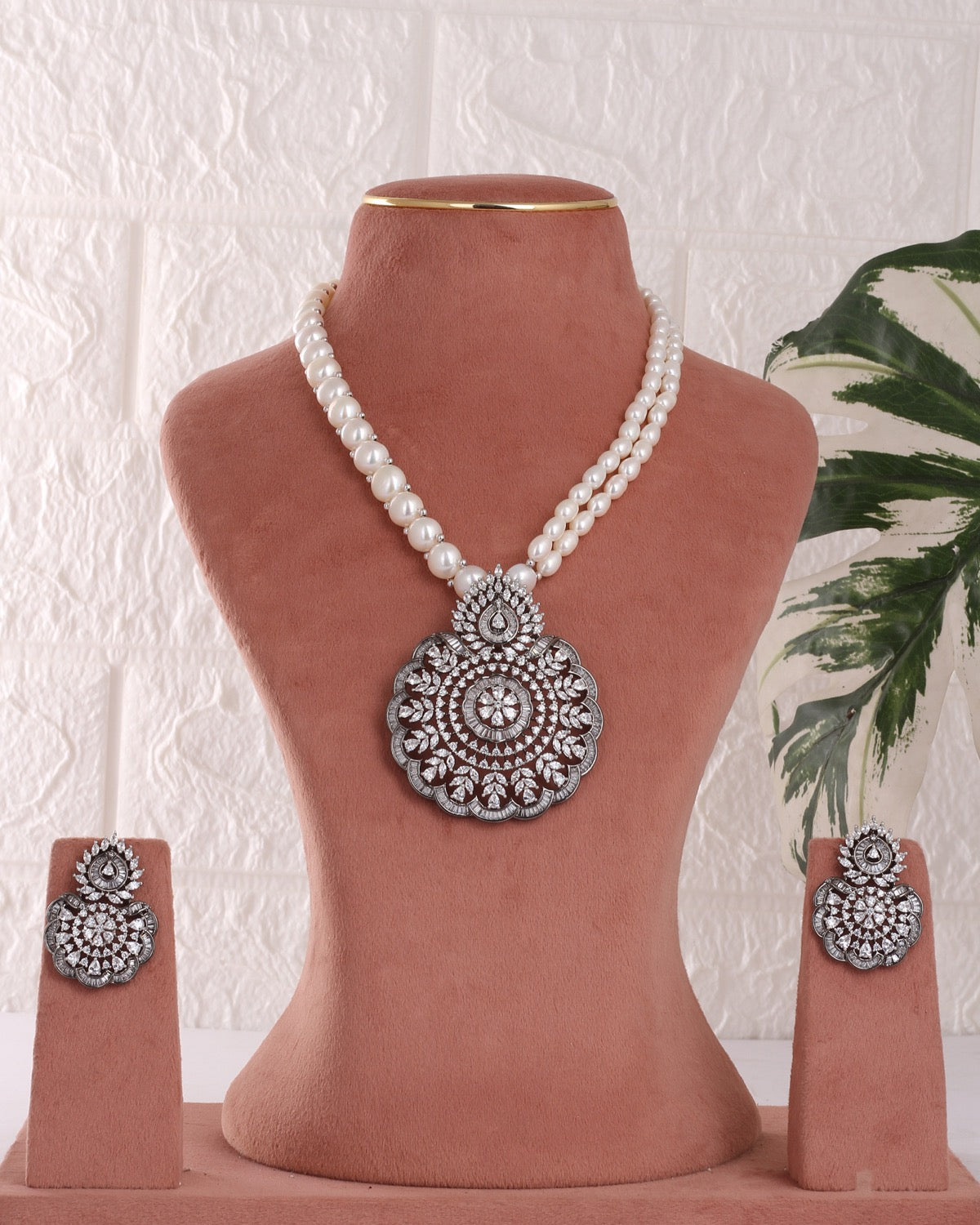Authentic Real Natural Freshwater Button Pearl Necklace Set For Women With Certificate(D.No ADPRLS3104)