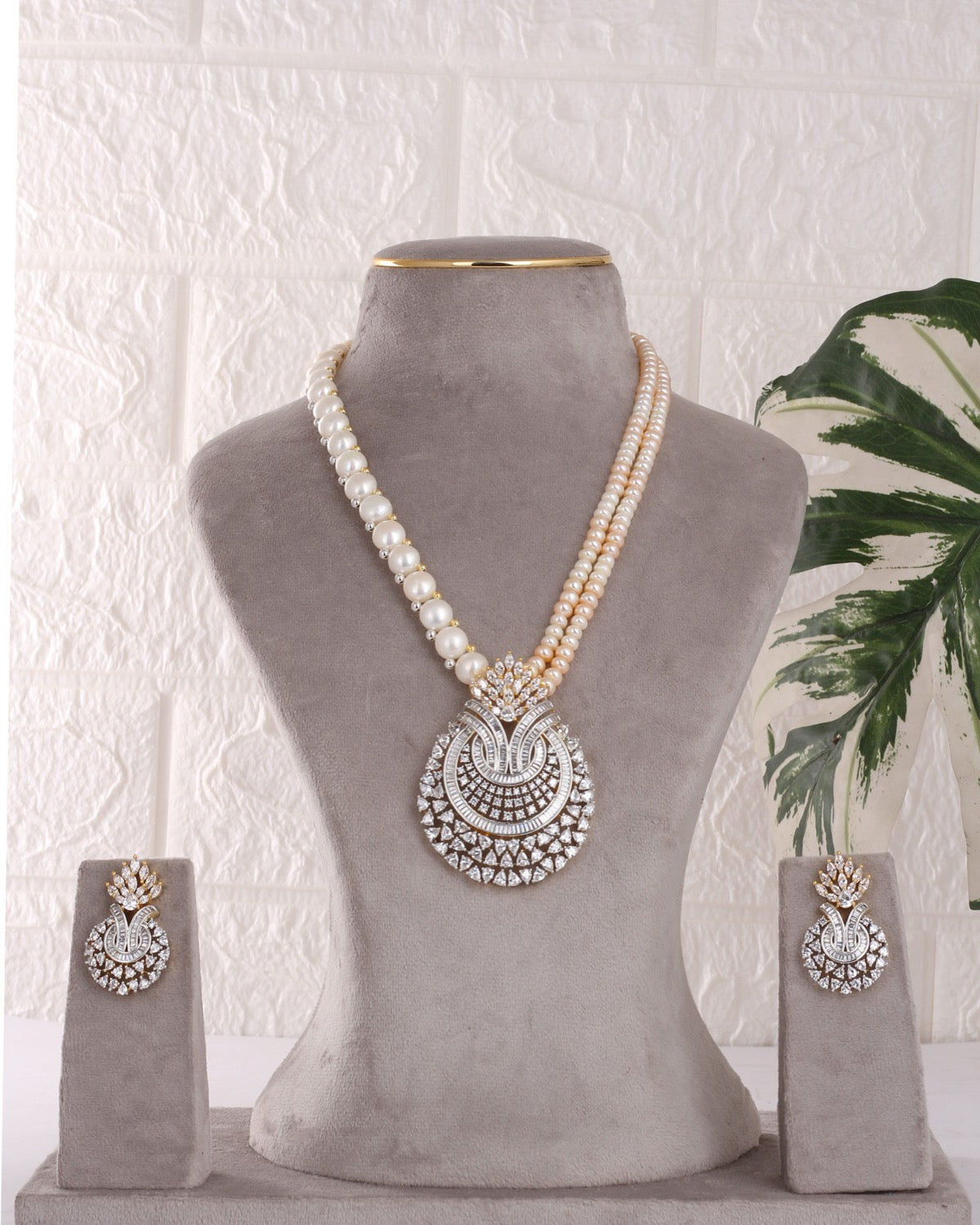 Authentic Real Natural Freshwater Button Pearl Necklace Set For Women With Certificate(D.No ADPRLS3105)