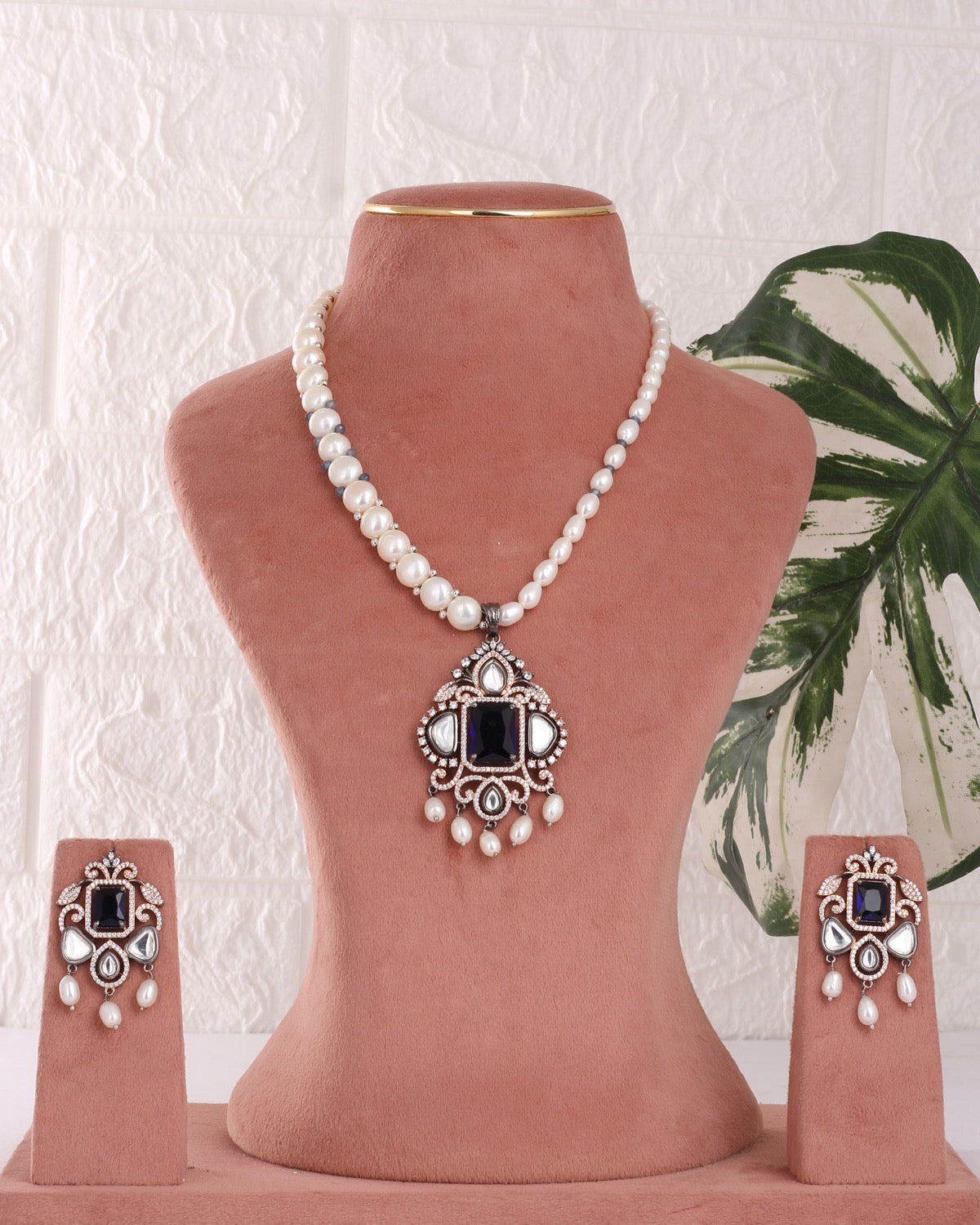 Authentic Real Natural Freshwater Button Pearl Necklace Set For Women With Certificate(D.No ADPRLS3106)