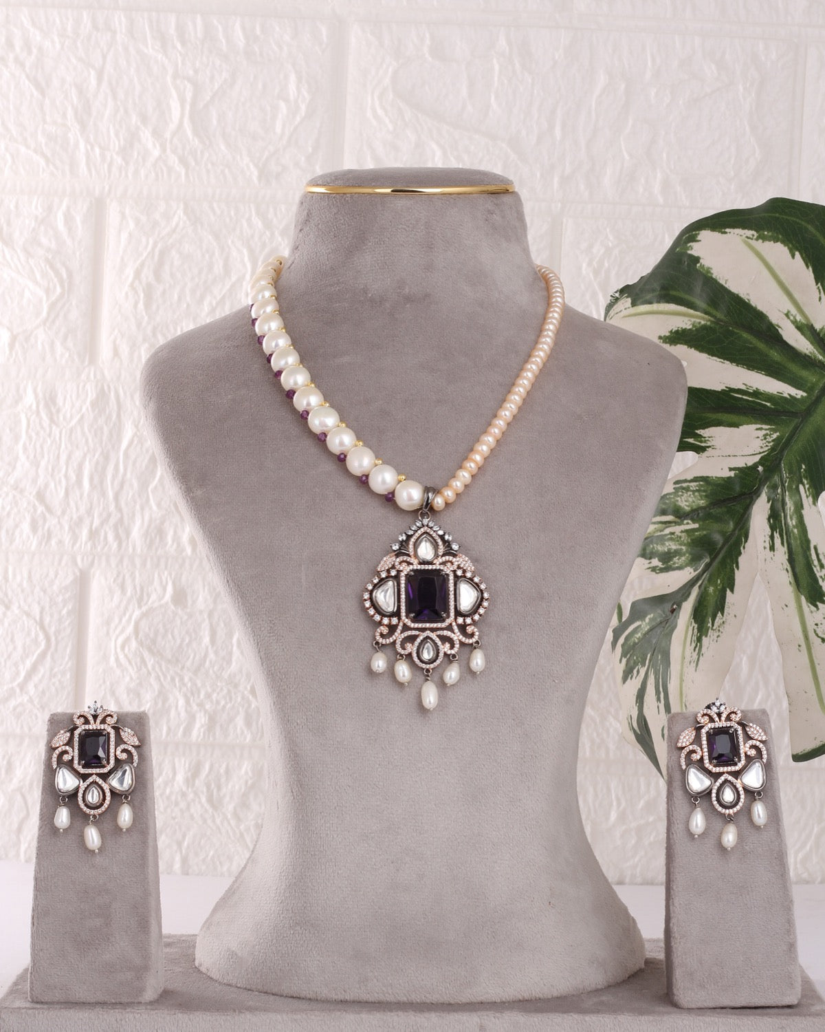 Authentic Real Natural Freshwater Button Pearl Necklace Set For Women With Certificate(D.No ADPRLS3107)