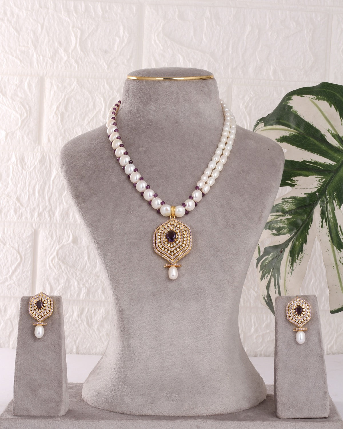 Authentic Real Natural Freshwater Button Pearl Necklace Set For Women With Certificate(D.No ADPRLS3110)