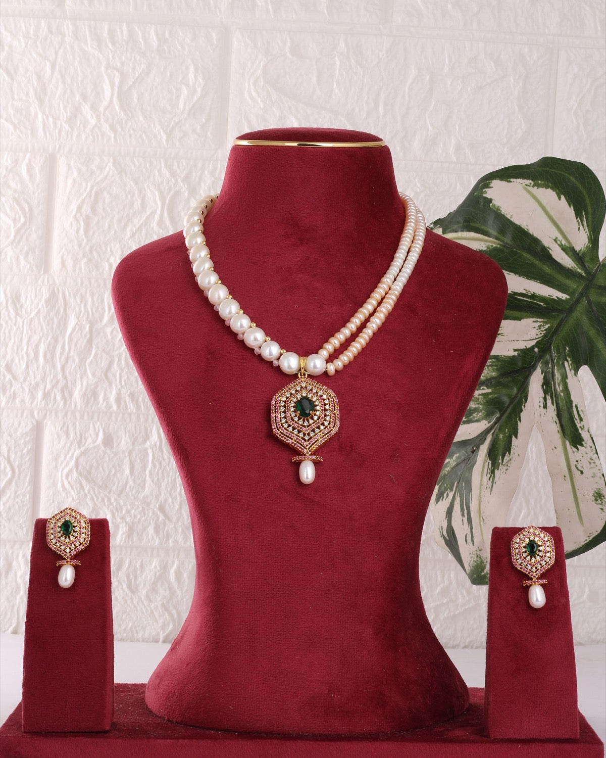 Authentic Real Natural Freshwater Button Pearl Necklace Set For Women With Certificate(D.No ADPRLS3112)