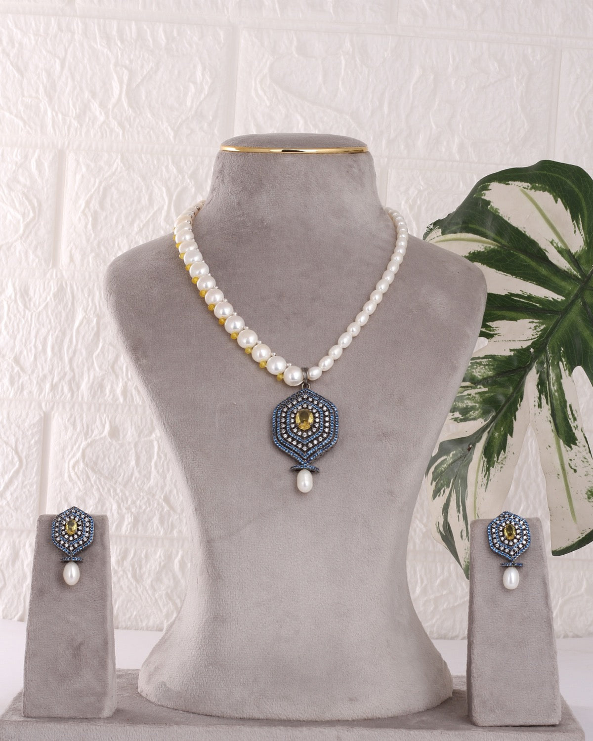 Authentic Real Natural Freshwater Button Pearl Necklace Set For Women With Certificate(D.No ADPRLS3113)