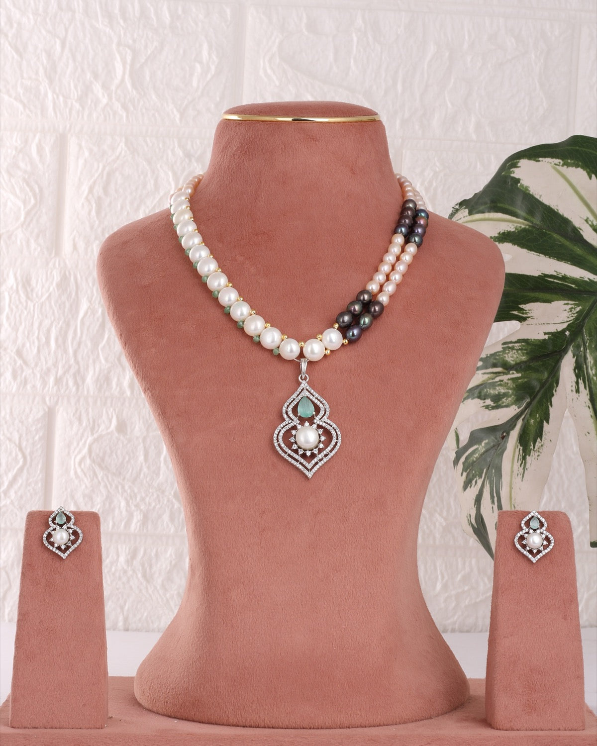 Authentic Real Natural Freshwater Button Pearl Necklace Set For Women With Certificate(D.No ADPRLS3114)