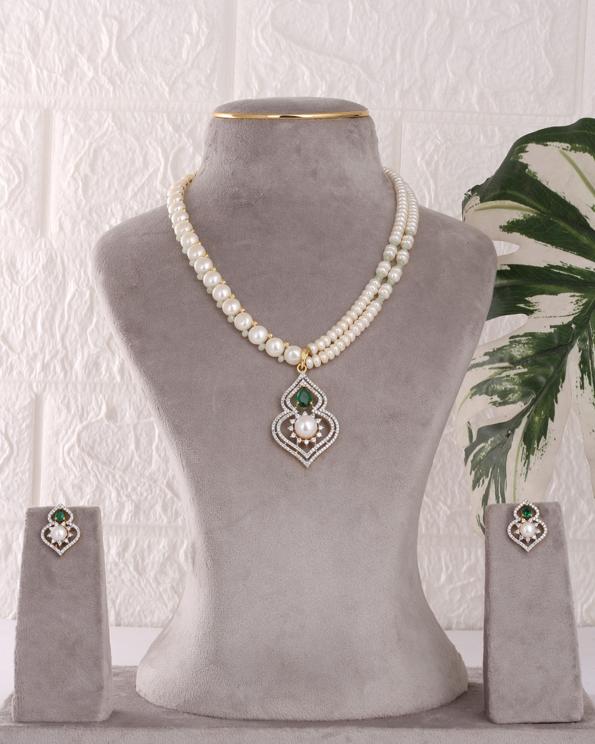 Authentic Real Natural Freshwater Button Pearl Necklace Set For Women With Certificate(D.No ADPRLS3115)