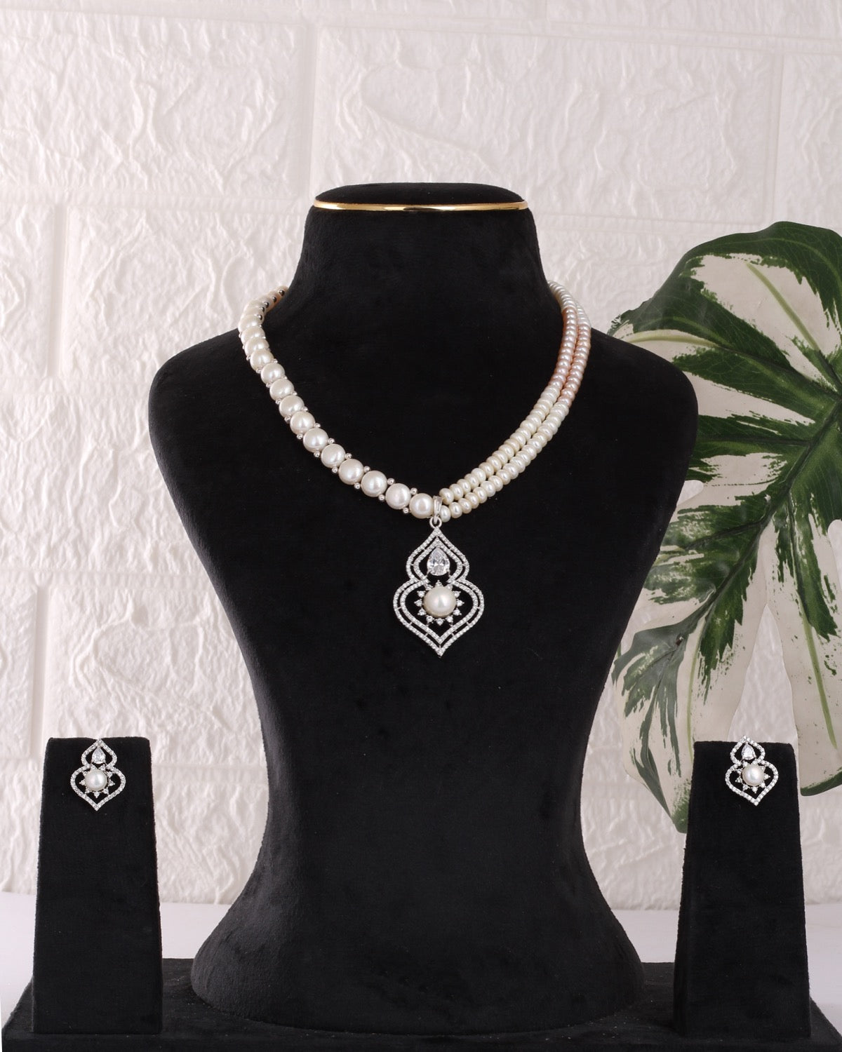 Authentic Real Natural Freshwater Button Pearl Necklace Set For Women With Certificate(D.No ADPRLS3117)