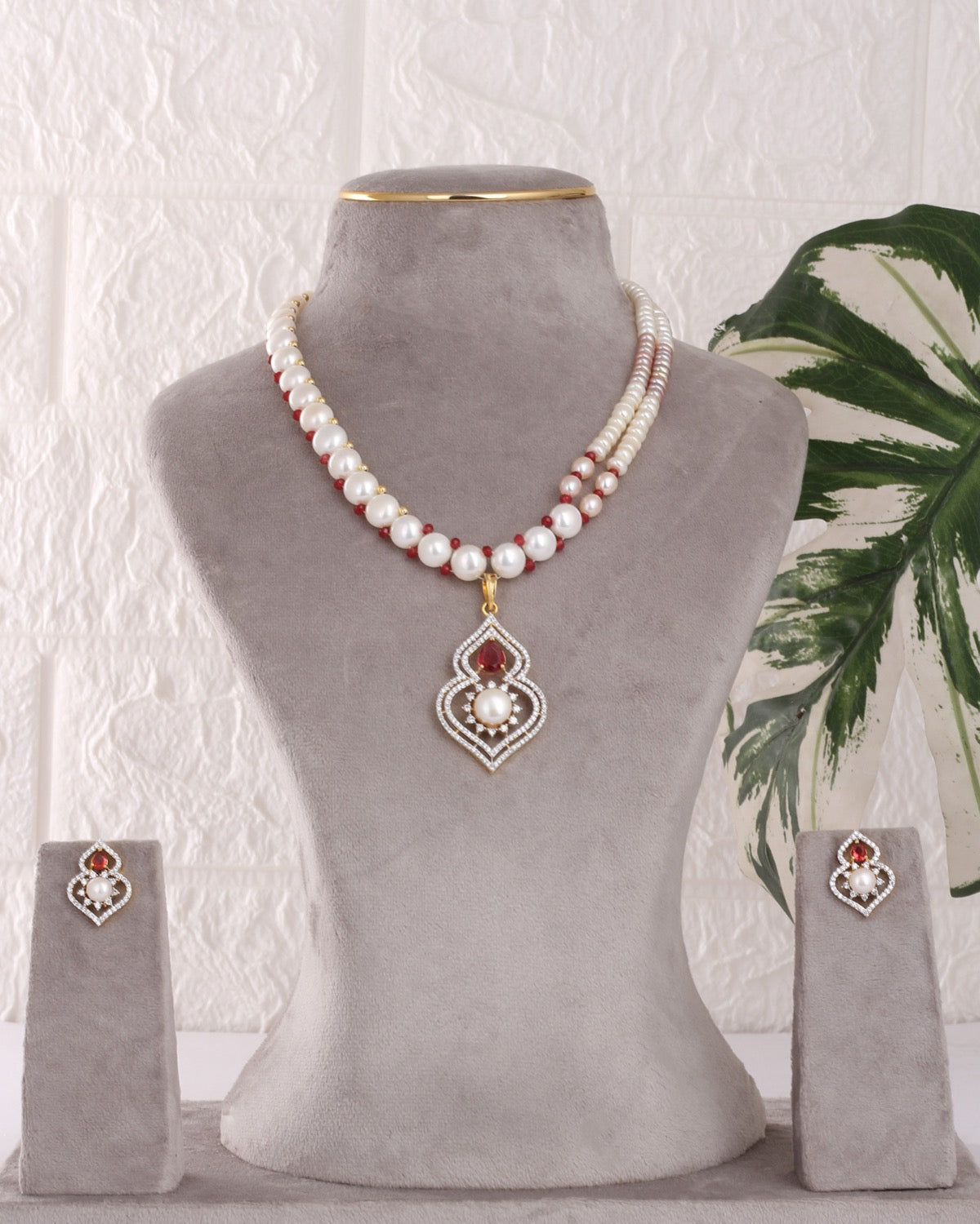 Authentic Real Natural Freshwater Button Pearl Necklace Set For Women With Certificate(D.No ADPRLS3118)