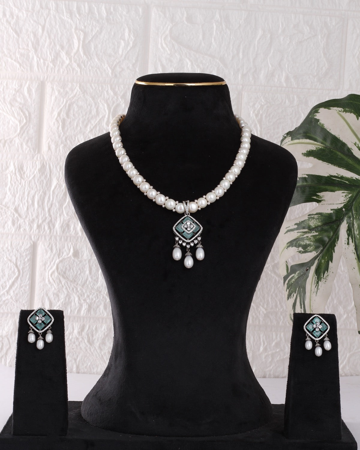 Authentic Real Natural Freshwater Button Pearl Necklace Set For Women With Certificate(D.No ADPRLS3121)
