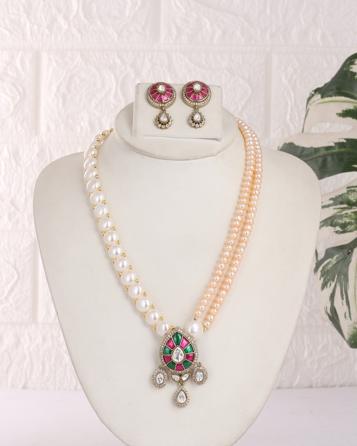 Authentic Real Natural Freshwater Button Pearl Necklace Set For Women With Certificate(D.No ADPRLS3125)